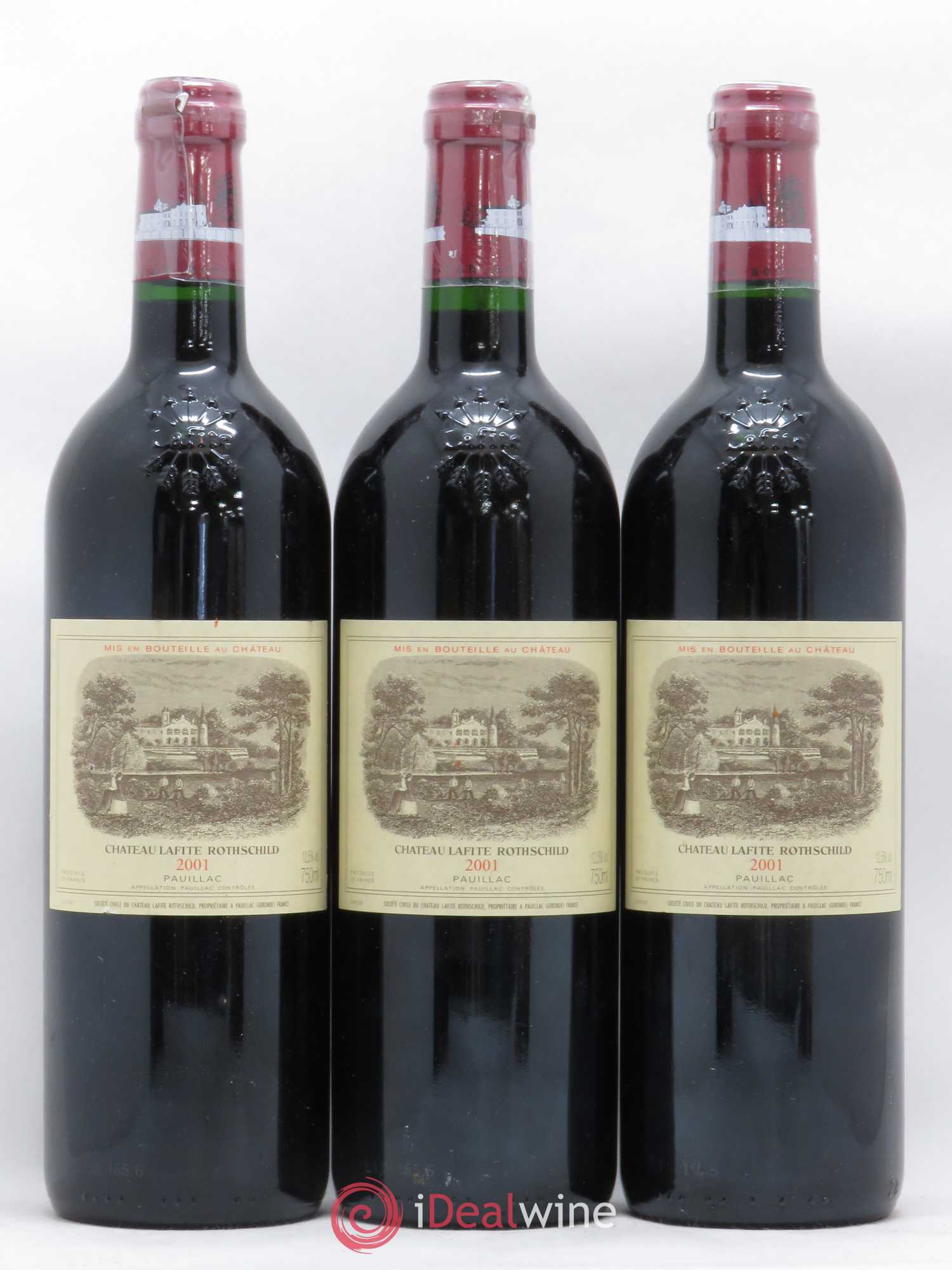 Château Lafite Rothschild 1er Grand Cru Classé 2001 - Lot de 3 bouteilles - 0