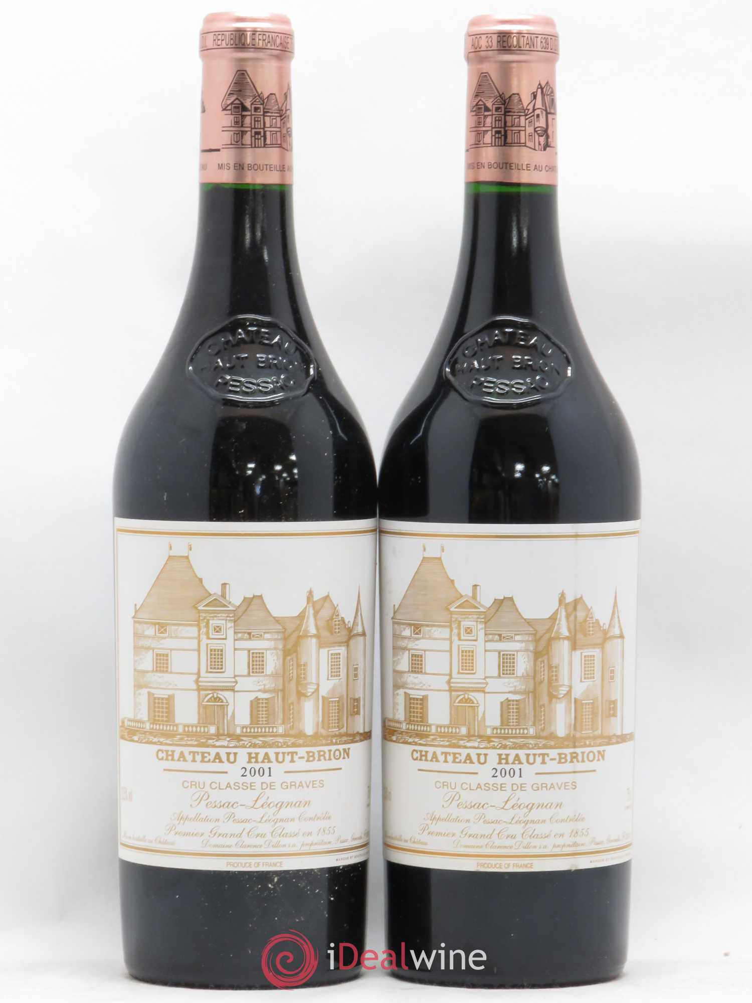Château Haut Brion 1er Grand Cru Classé 2001 - Lot de 2 bouteilles - 0