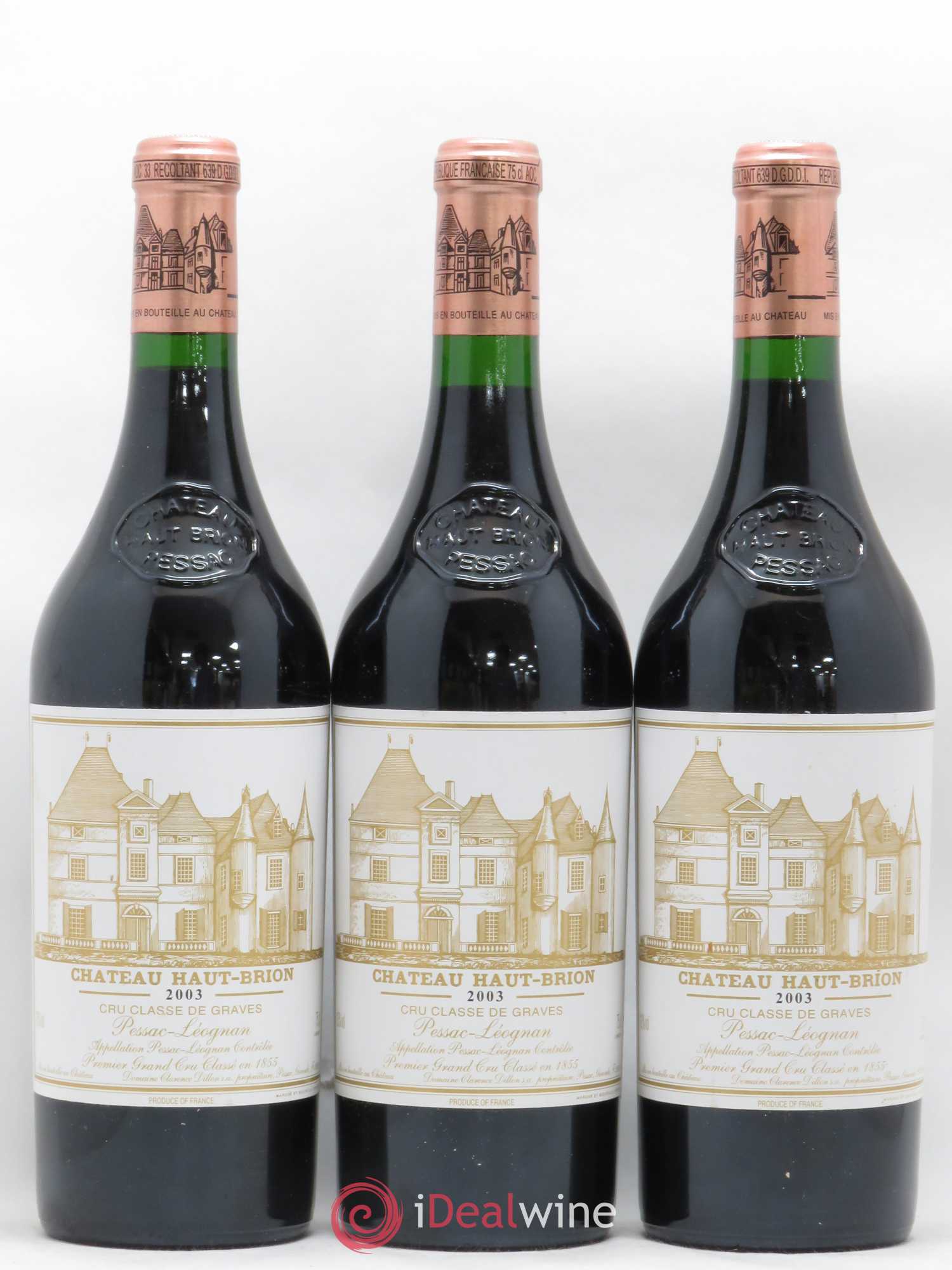 Château Haut Brion 1er Grand Cru Classé 2003 - Lot de 3 bouteilles - 0