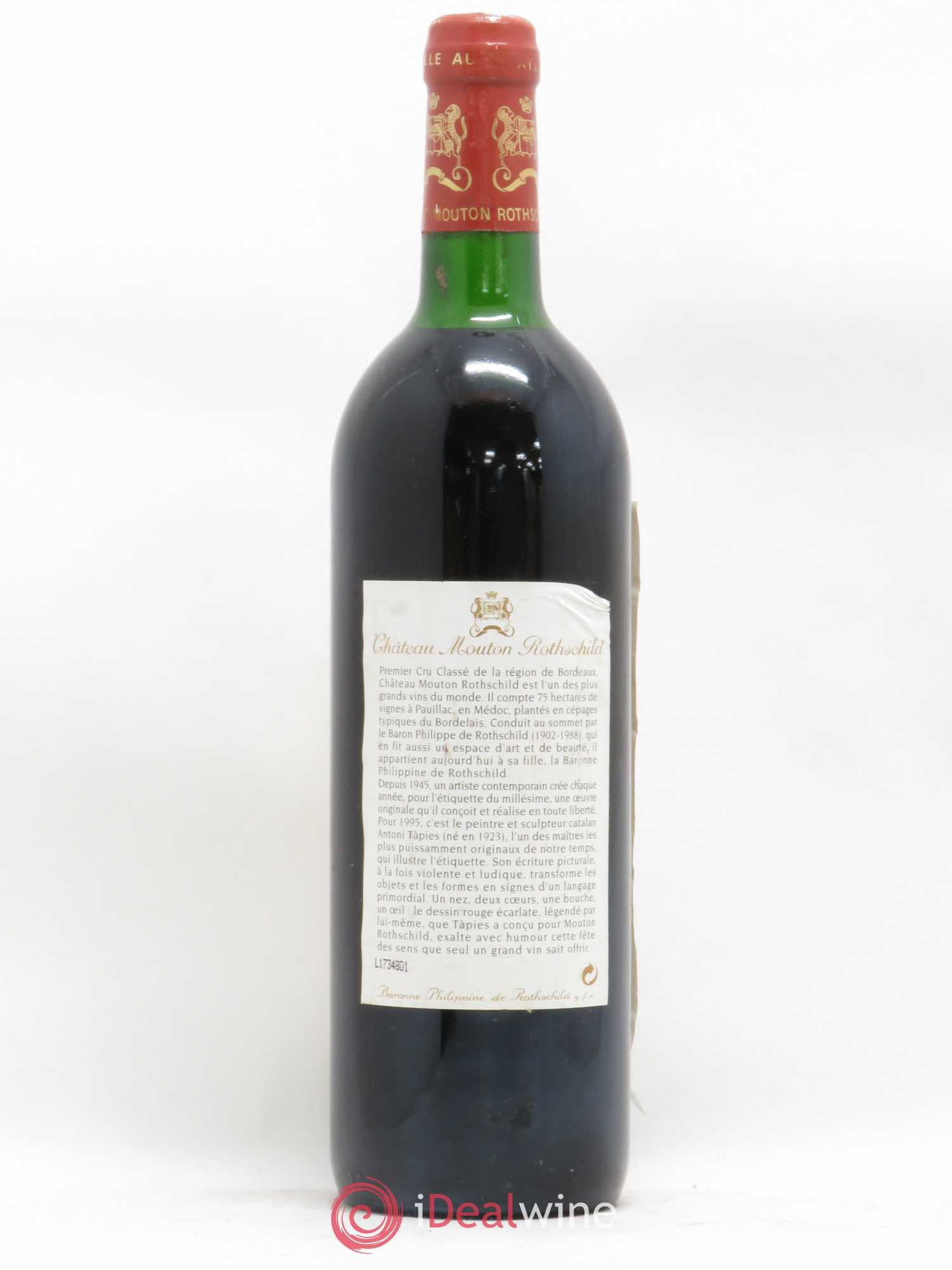 Château Mouton Rothschild 1er Grand Cru Classé 1995 - Lot de 1 bouteille - 1