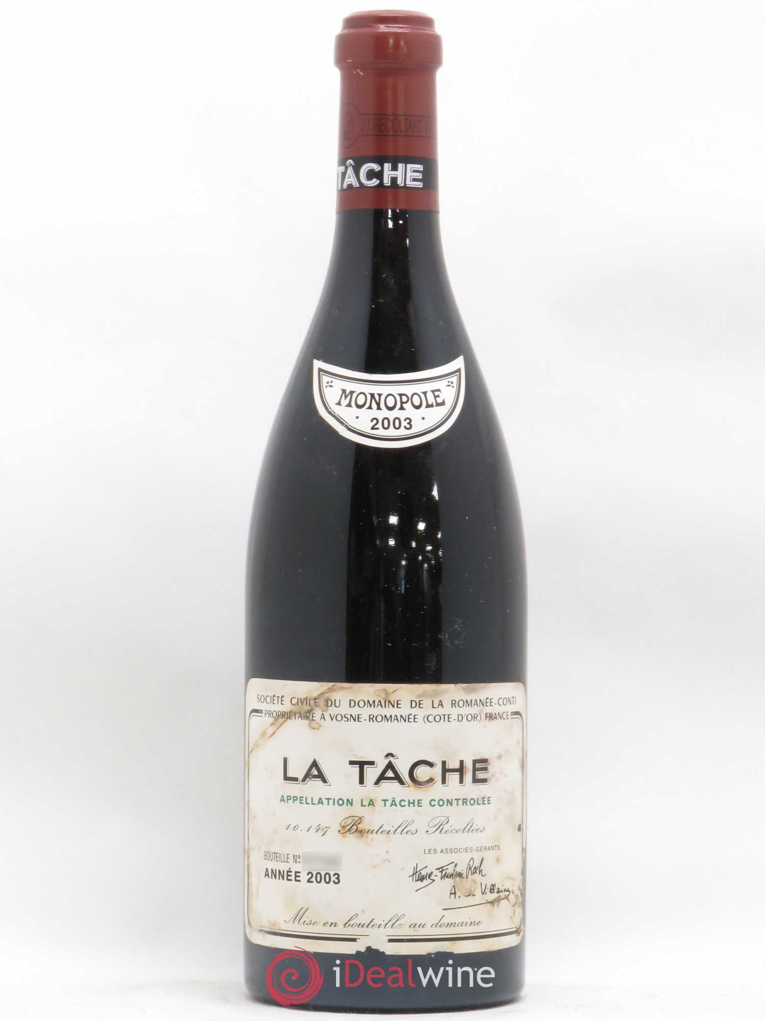 La Tâche Grand Cru Domaine de la Romanée-Conti 2003 - Lot de 1 bouteille - 0