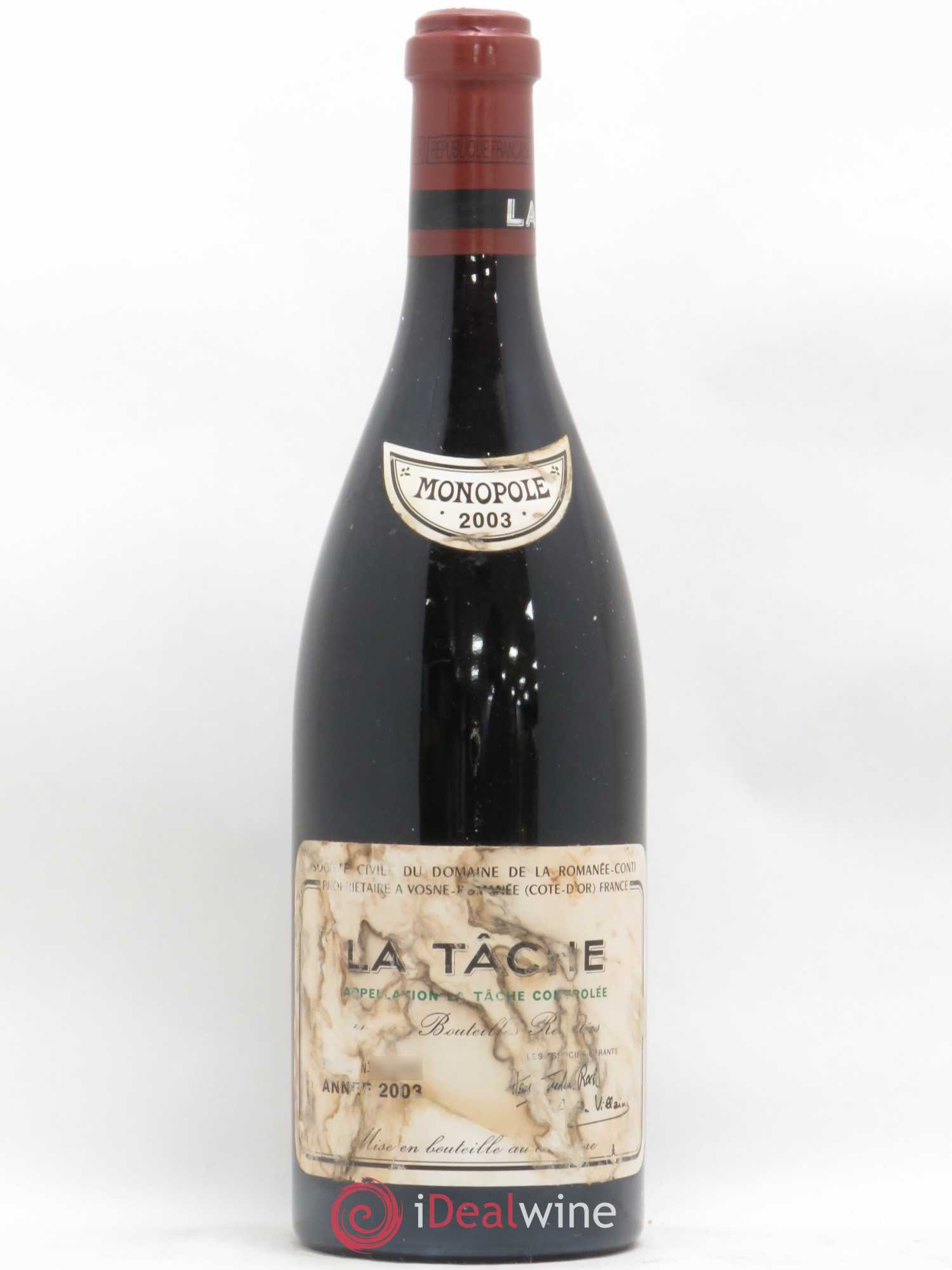 La Tâche Grand Cru Domaine de la Romanée-Conti 2003 - Lot de 1 bouteille - 0