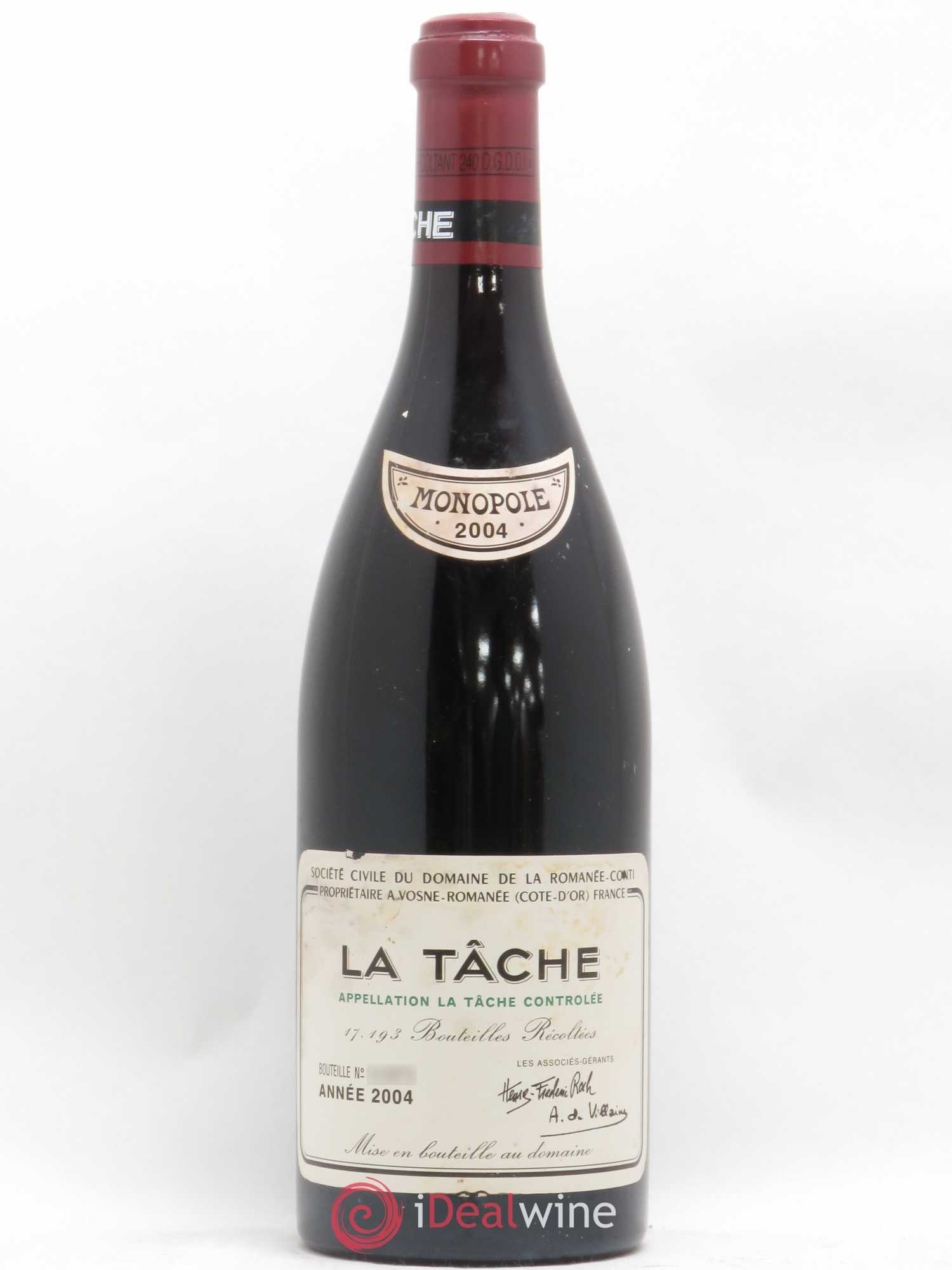 La Tâche Grand Cru Domaine de la Romanée-Conti 2004 - Lot de 1 bouteille - 0