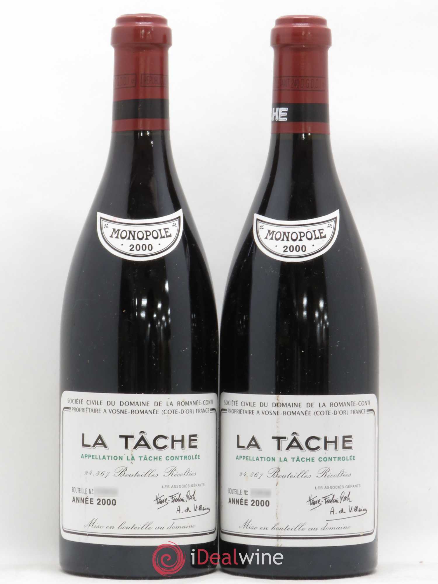 La Tâche Grand Cru Domaine de la Romanée-Conti 2000 - Lot de 2 bouteilles - 0