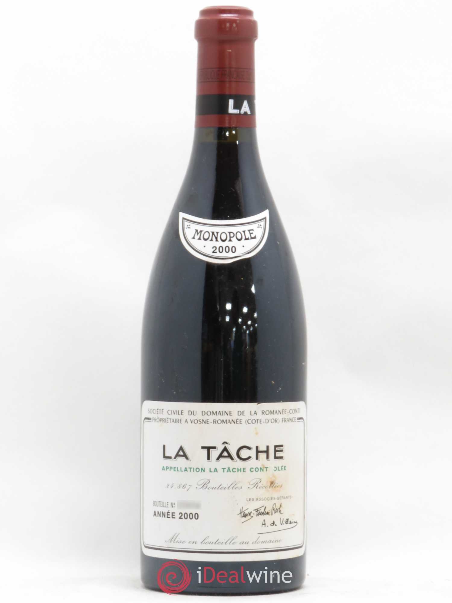 La Tâche Grand Cru Domaine de la Romanée-Conti 2000 - Lot de 1 bouteille - 0