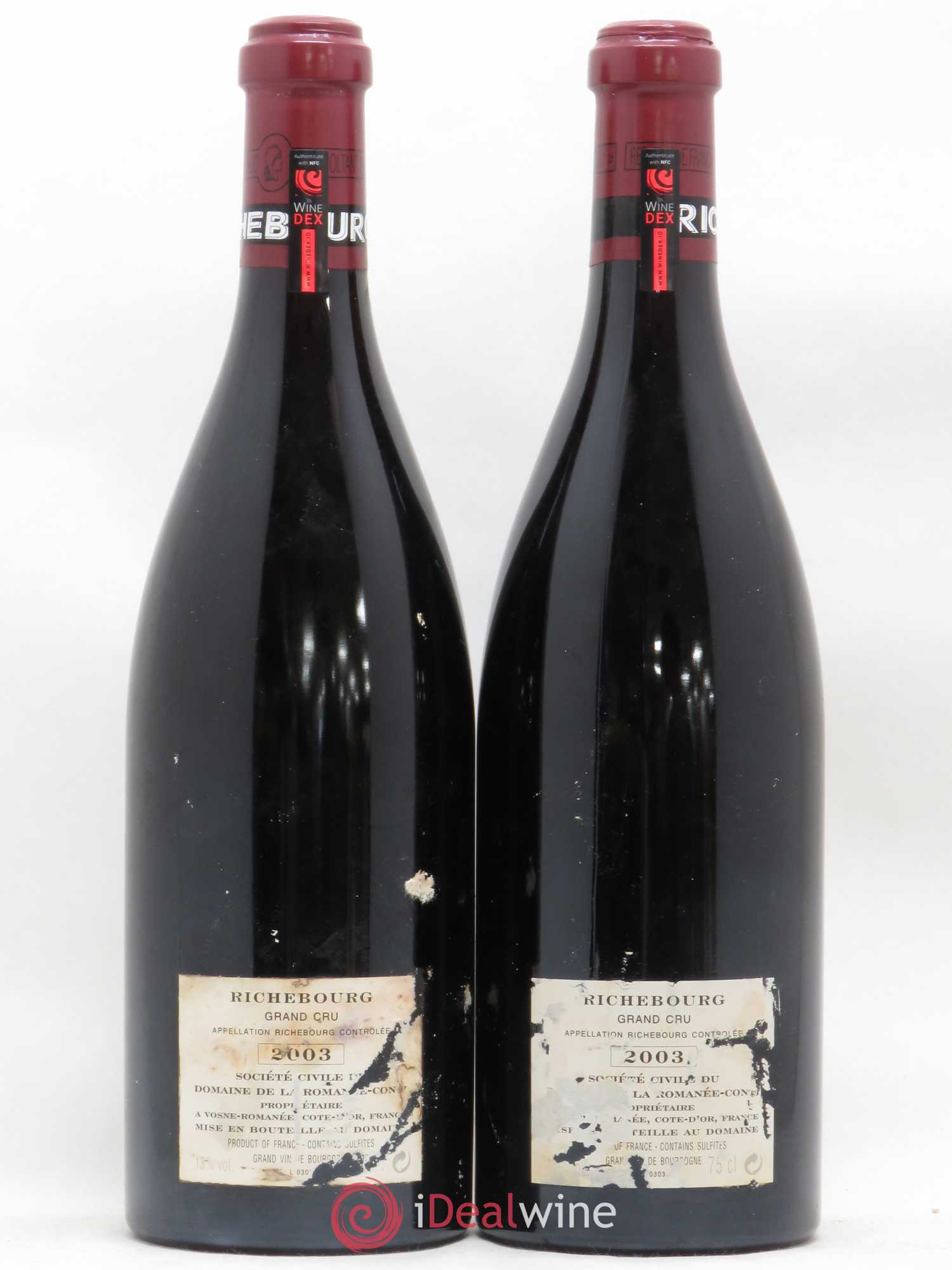 Richebourg Grand Cru Domaine de la Romanée-Conti 2003 - Lot de 2 bouteilles - 1
