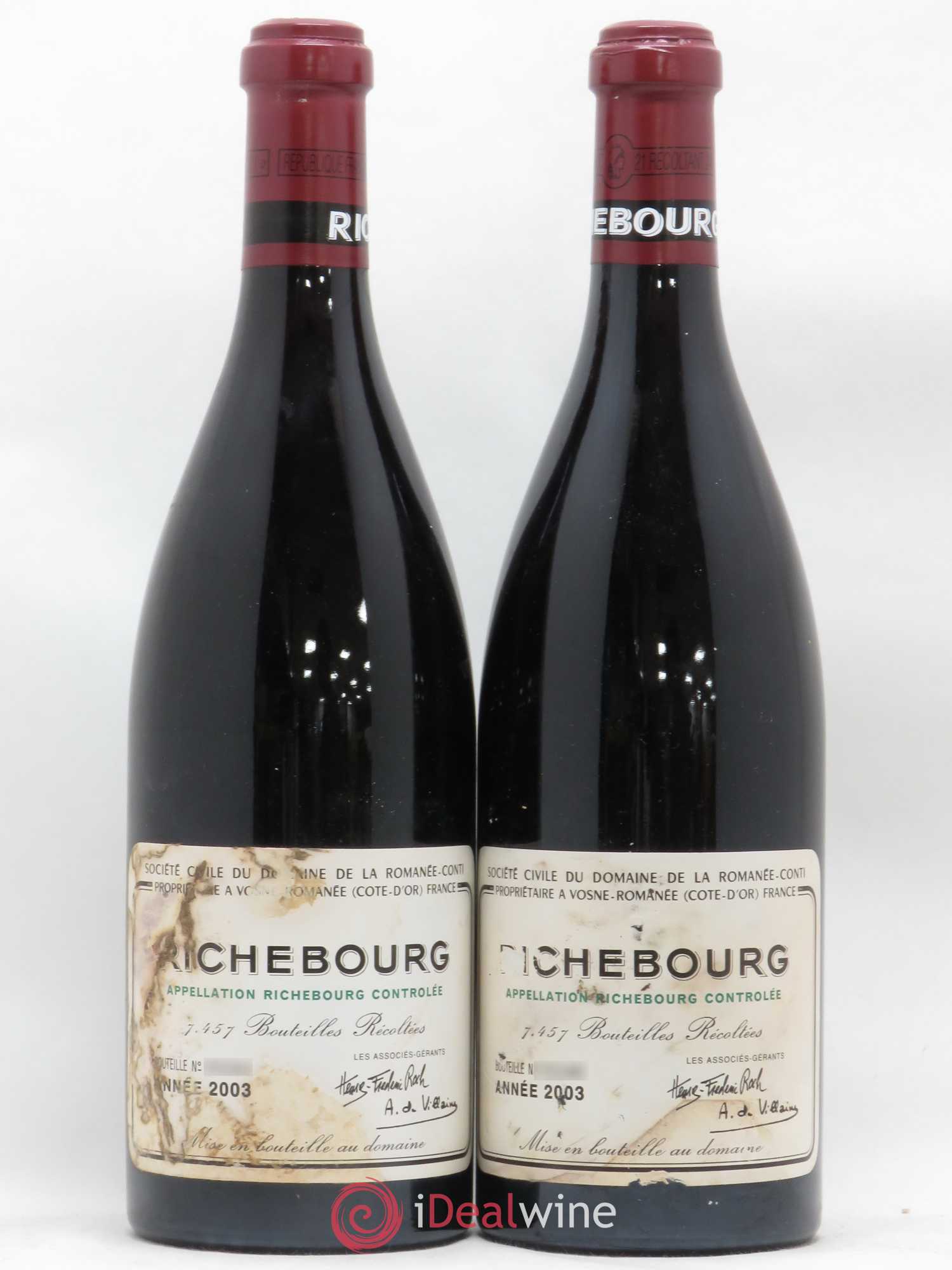 Richebourg Grand Cru Domaine de la Romanée-Conti 2003 - Lot de 2 bouteilles - 0