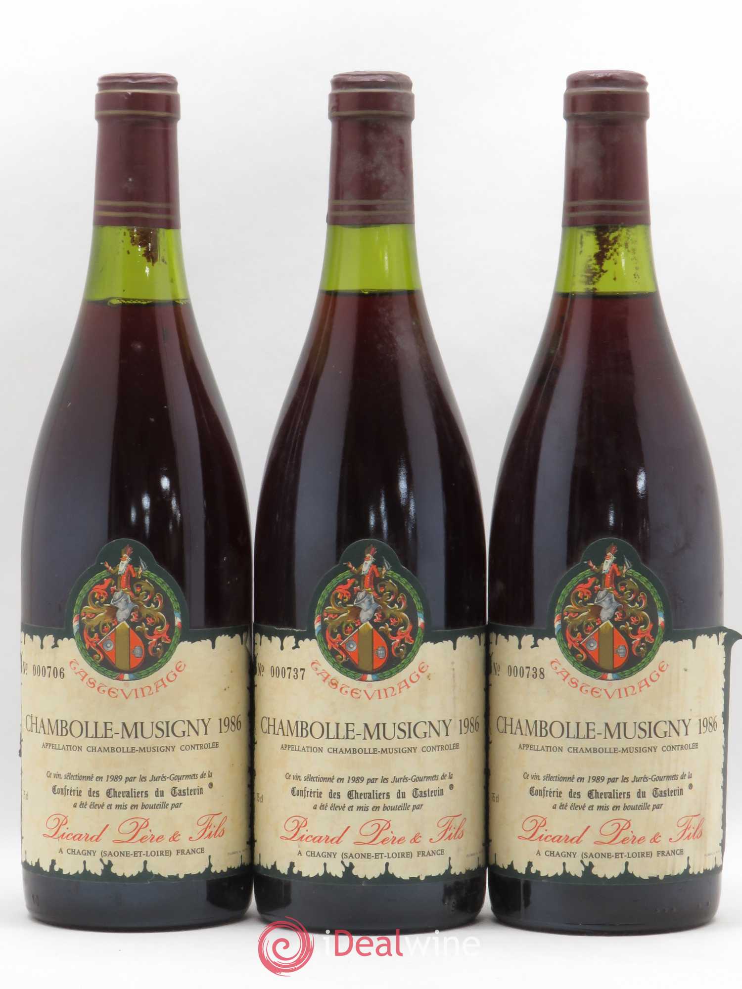 Chambolle-Musigny Picard Père & Fils Tastevinage 1986 - Posten von 3 Flaschen - 0