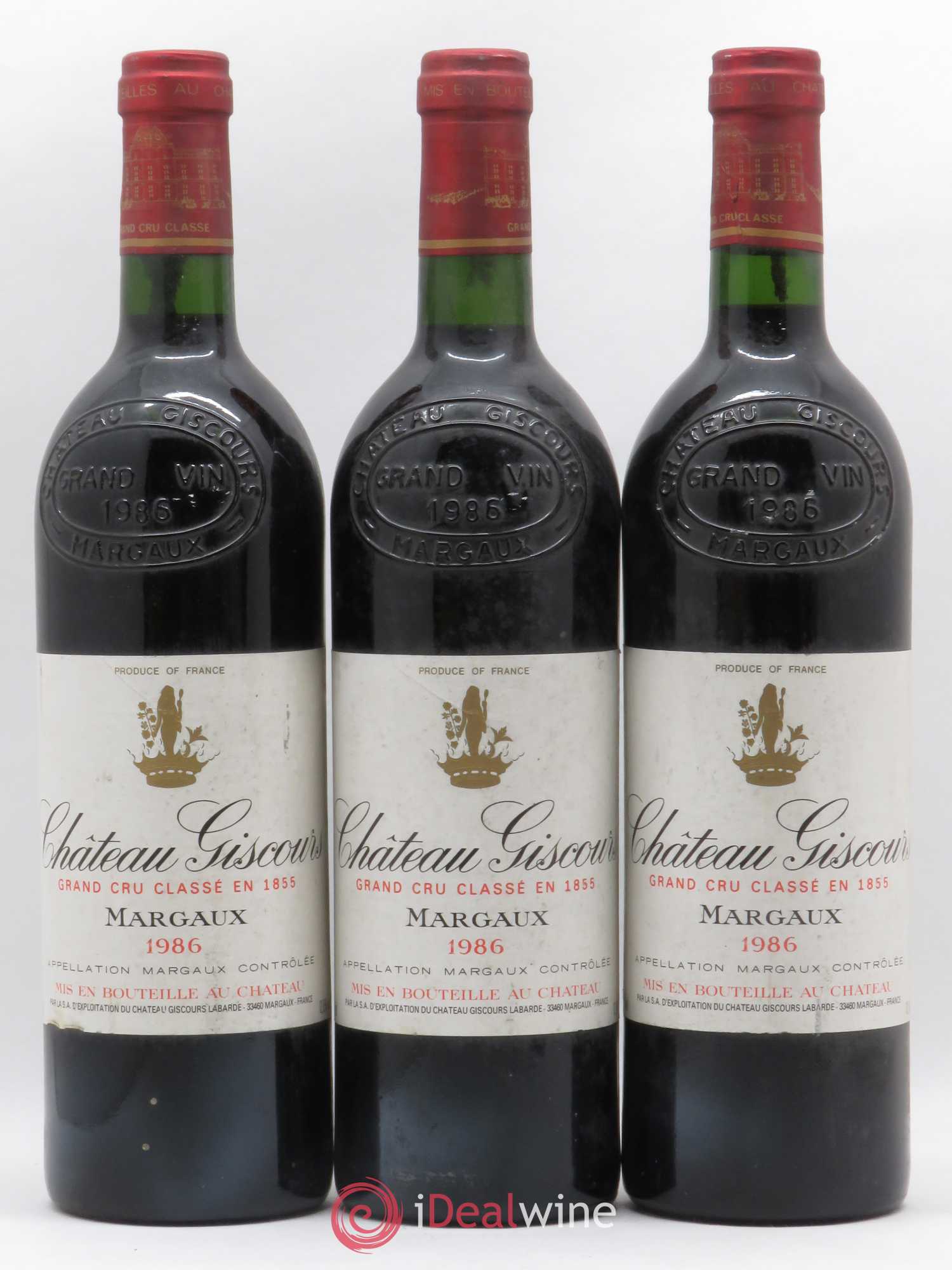 Château Giscours 3ème Grand Cru Classé 1986 - Lot de 3 bouteilles - 0
