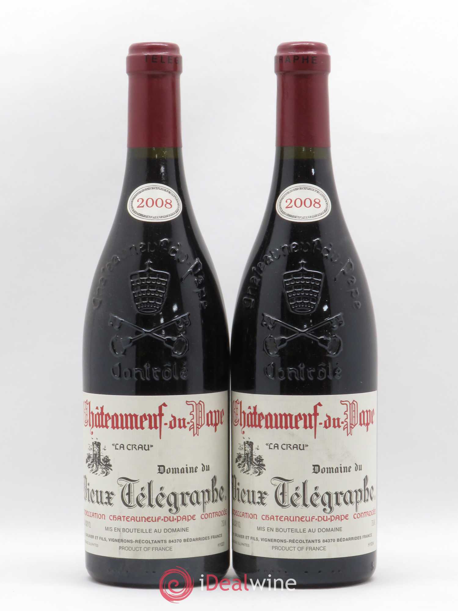 Châteauneuf-du-Pape Vieux Télégraphe (Domaine du) Vignobles Brunier 2008 - Lot de 2 bouteilles - 0