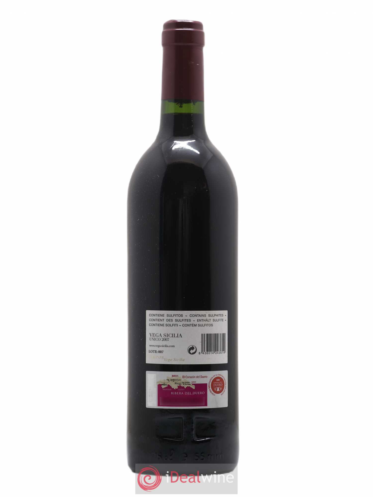 Ribera Del Duero DO Vega Sicilia Unico Famille Alvarez 2007 - Lot de 1 bouteille - 1