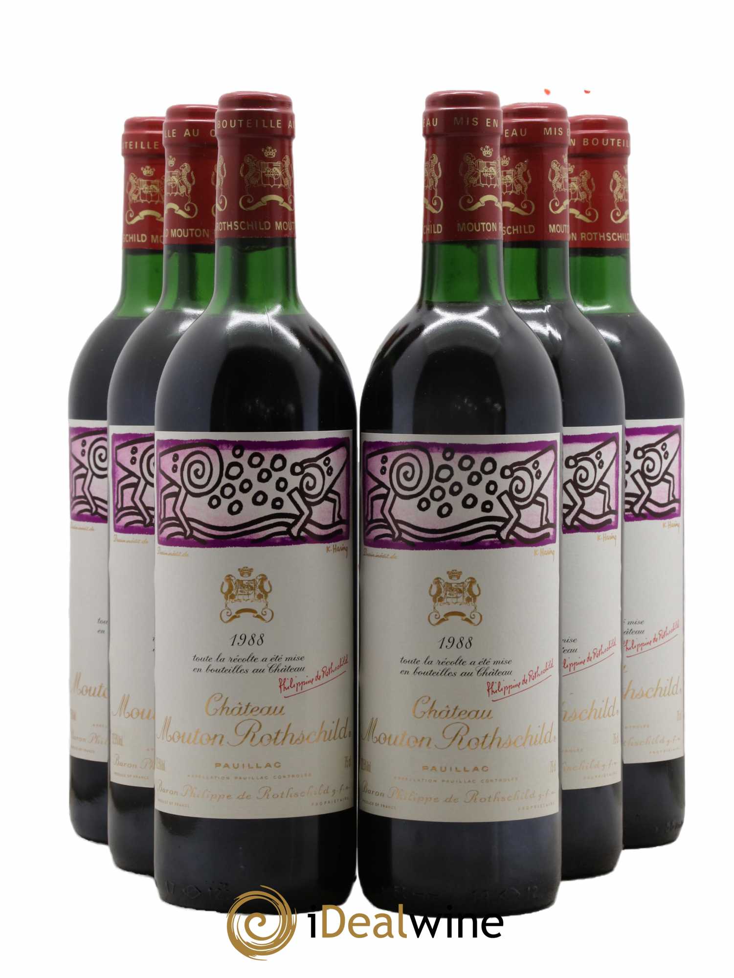 Château Mouton Rothschild 1er Grand Cru Classé 1988 - Lot de 6 bouteilles - 0