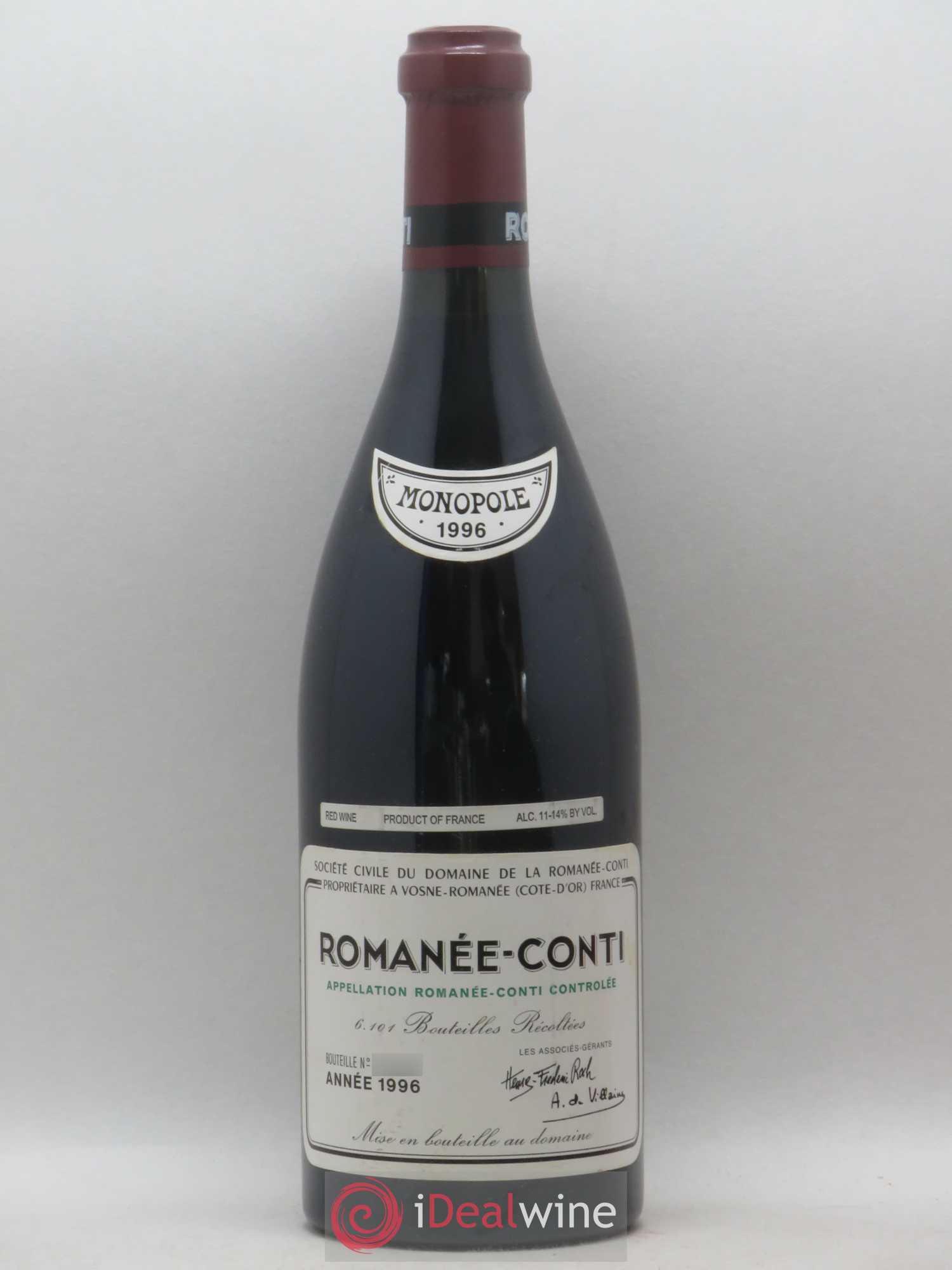Romanée-Conti Grand Cru Domaine de la Romanée-Conti 1996 - Lot de 1 bouteille - 0