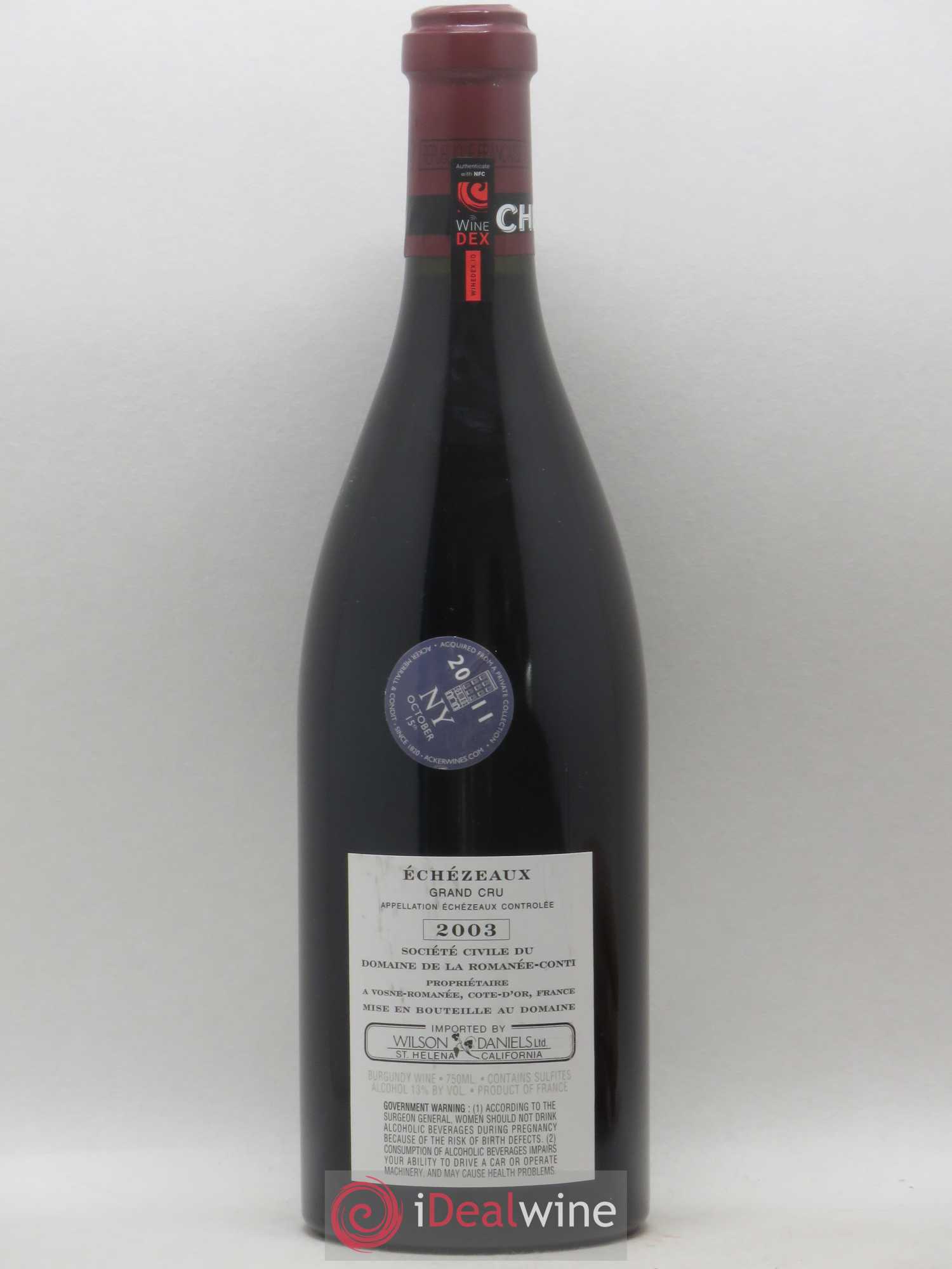 Echezeaux Grand Cru Domaine de la Romanée-Conti 2003 - Lot de 1 bouteille - 1