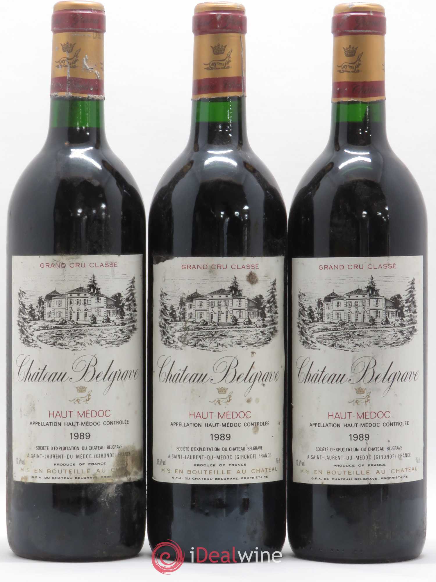 Château Belgrave 5ème Grand Cru Classé 1989 - Lot de 3 bouteilles - 0