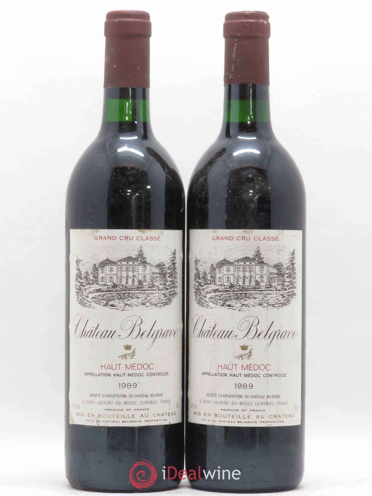 Château Belgrave 5ème Grand Cru Classé 1989 - Lot de 2 bouteilles - 0