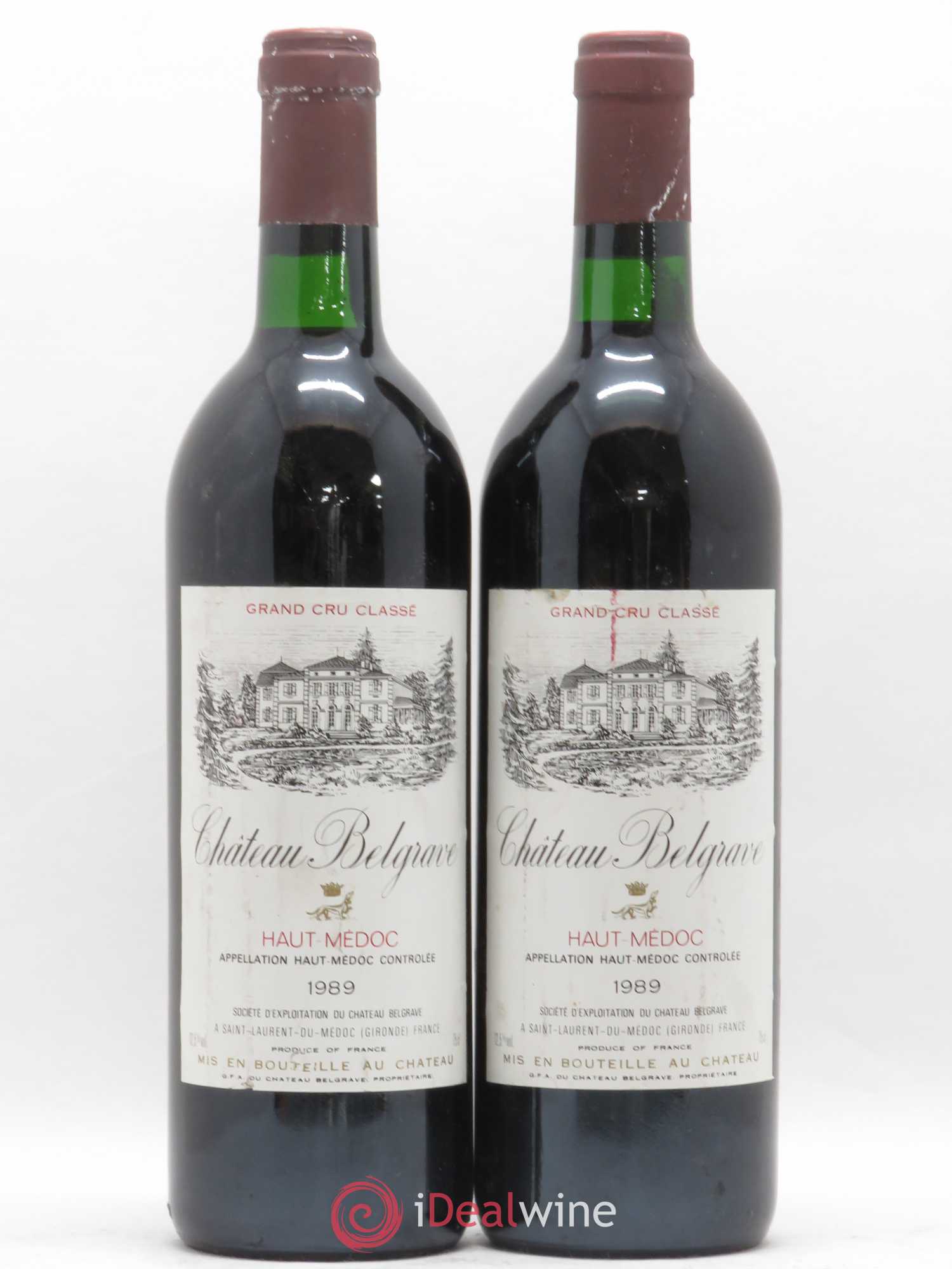 Château Belgrave 5ème Grand Cru Classé 1989 - Lot de 2 bouteilles - 0
