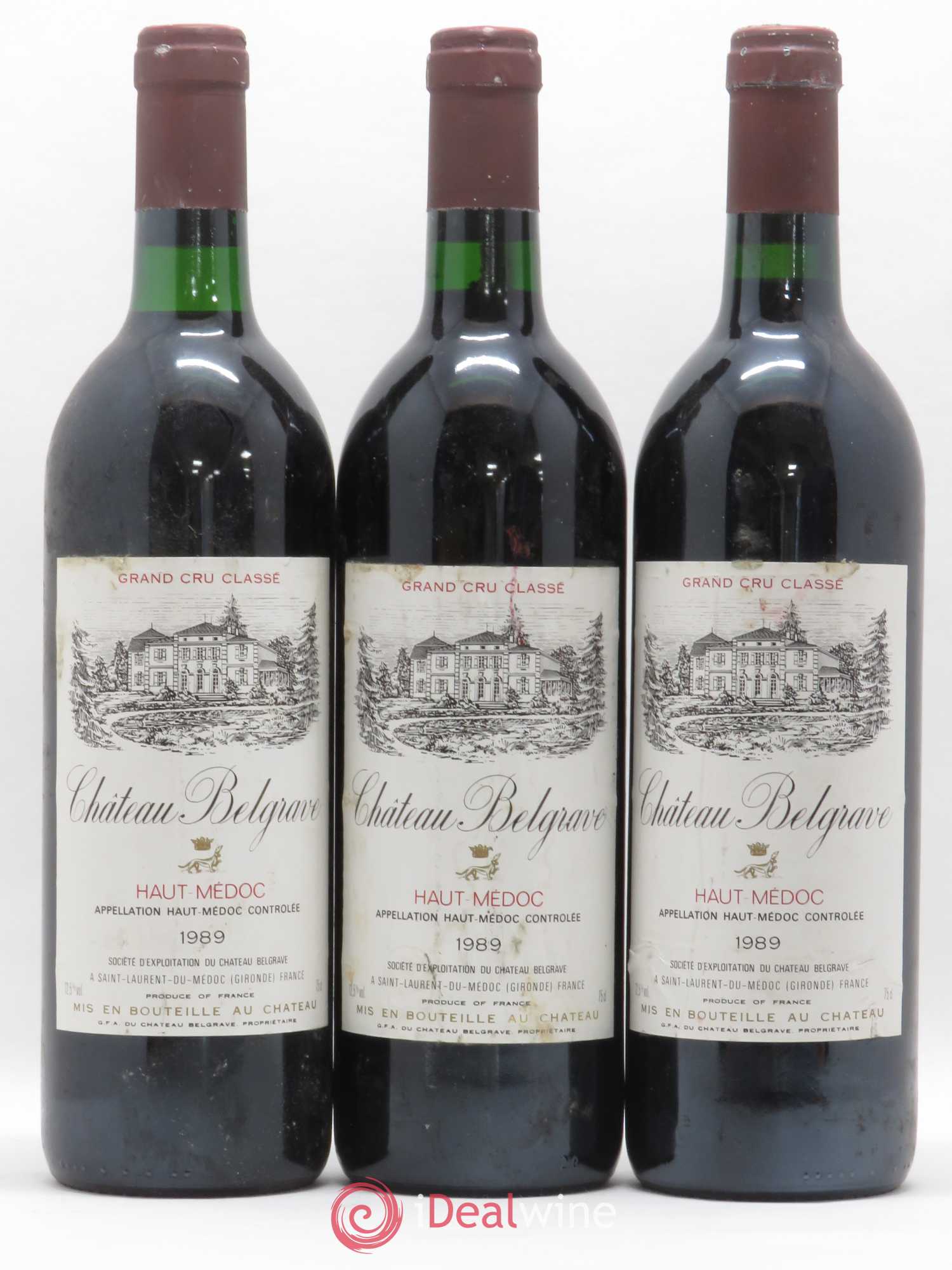 Château Belgrave 5ème Grand Cru Classé 1989 - Lot de 3 bouteilles - 0