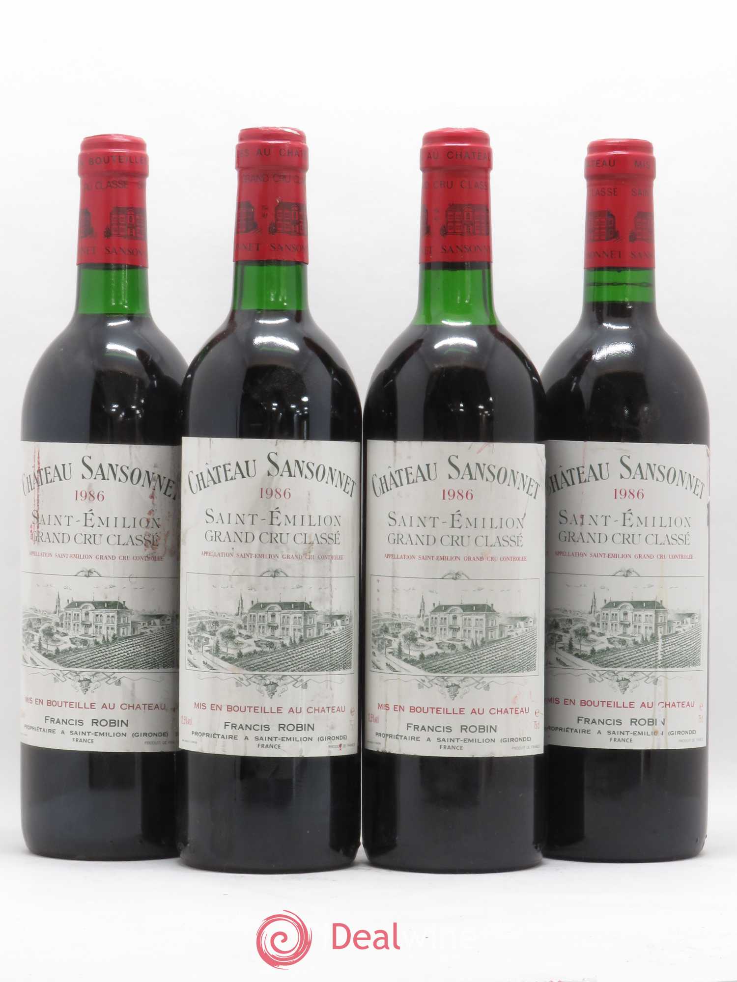 Château Sansonnet Grand Cru Classé 1986 - Lot de 4 bouteilles - 0
