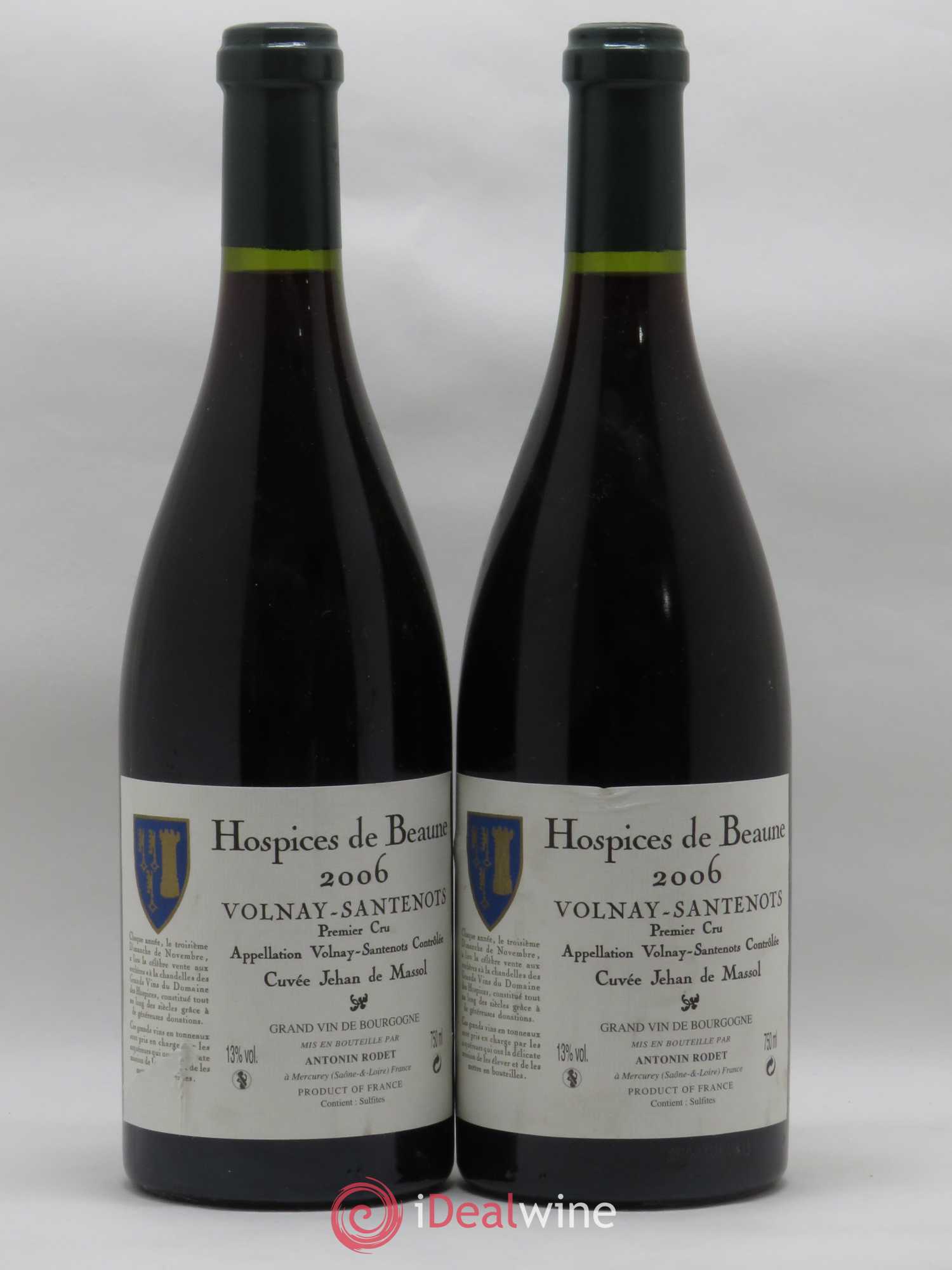 Volnay 1er Cru Santenots Cuvée Jehan de Massol Hospices de Beaune Antonin Rodet 2006 - Posten von 2 Flaschen - 0
