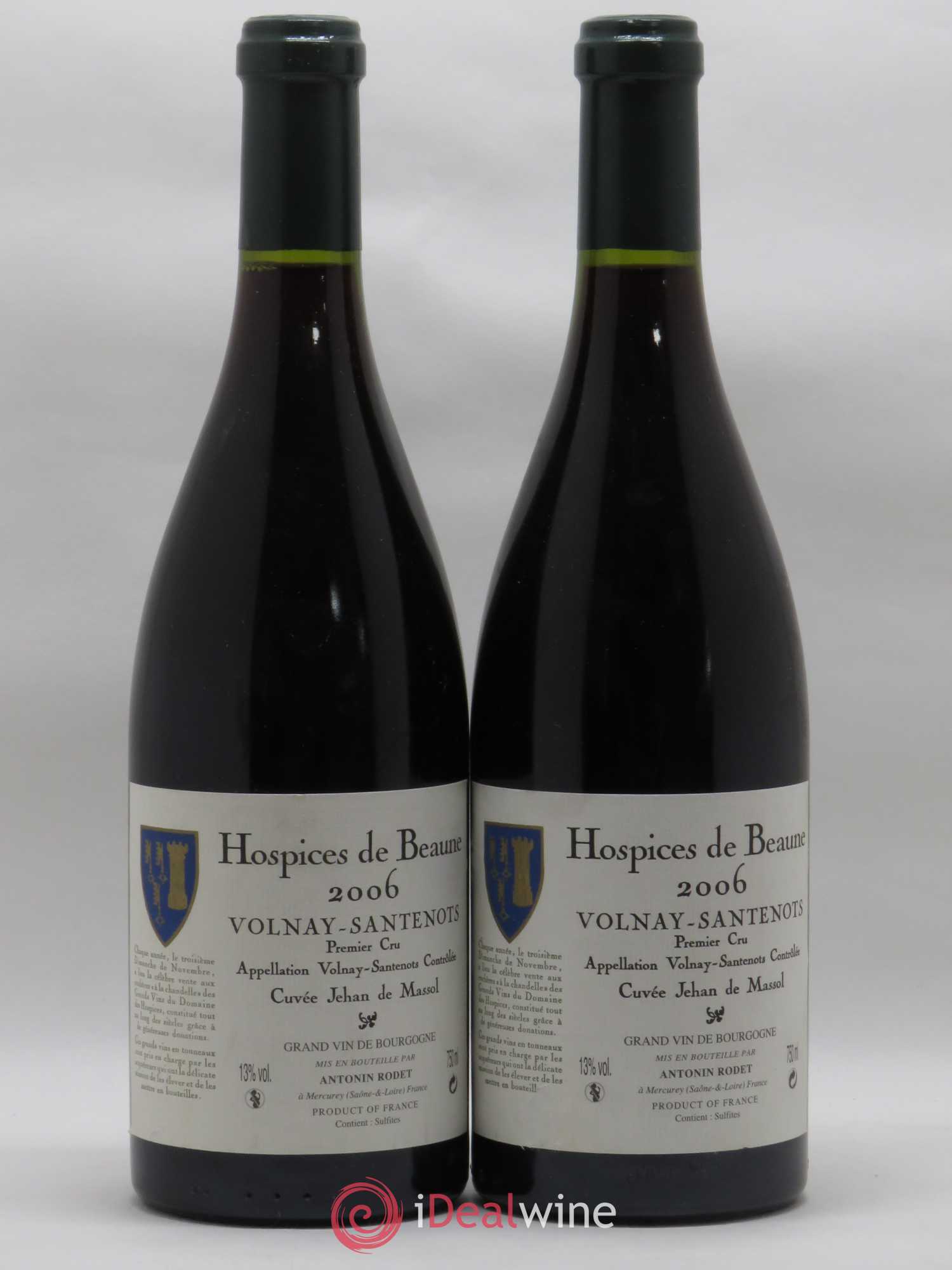 Volnay 1er Cru Santenots Cuvée Jehan de Massol Hospices de Beaune Antonin Rodet 2006 - Posten von 2 Flaschen - 0