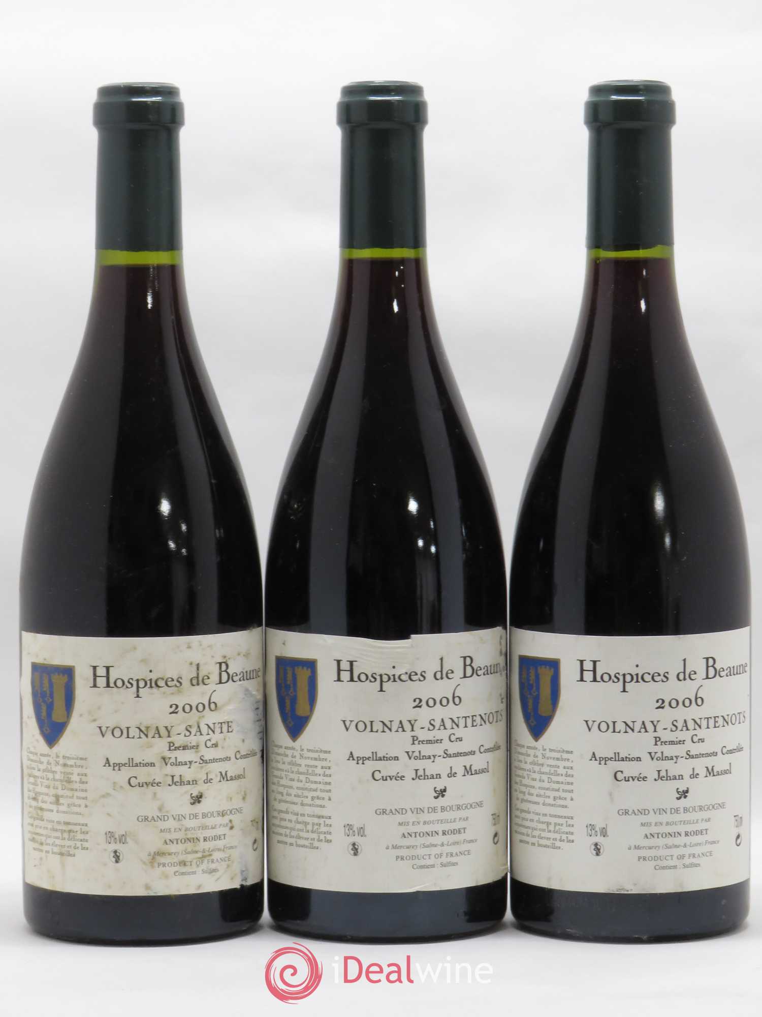 Volnay 1er Cru Santenots Cuvée Jehan de Massol Hospices de Beaune 2006 - Posten von 6 Flaschen - 1