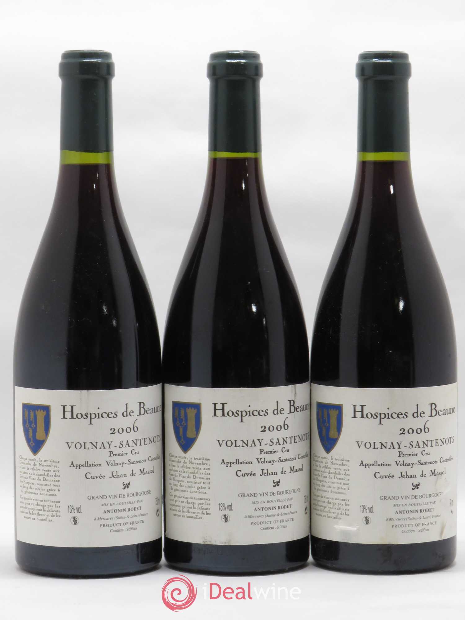 Volnay 1er Cru Santenots Cuvée Jehan de Massol Hospices de Beaune 2006 - Posten von 6 Flaschen - 2