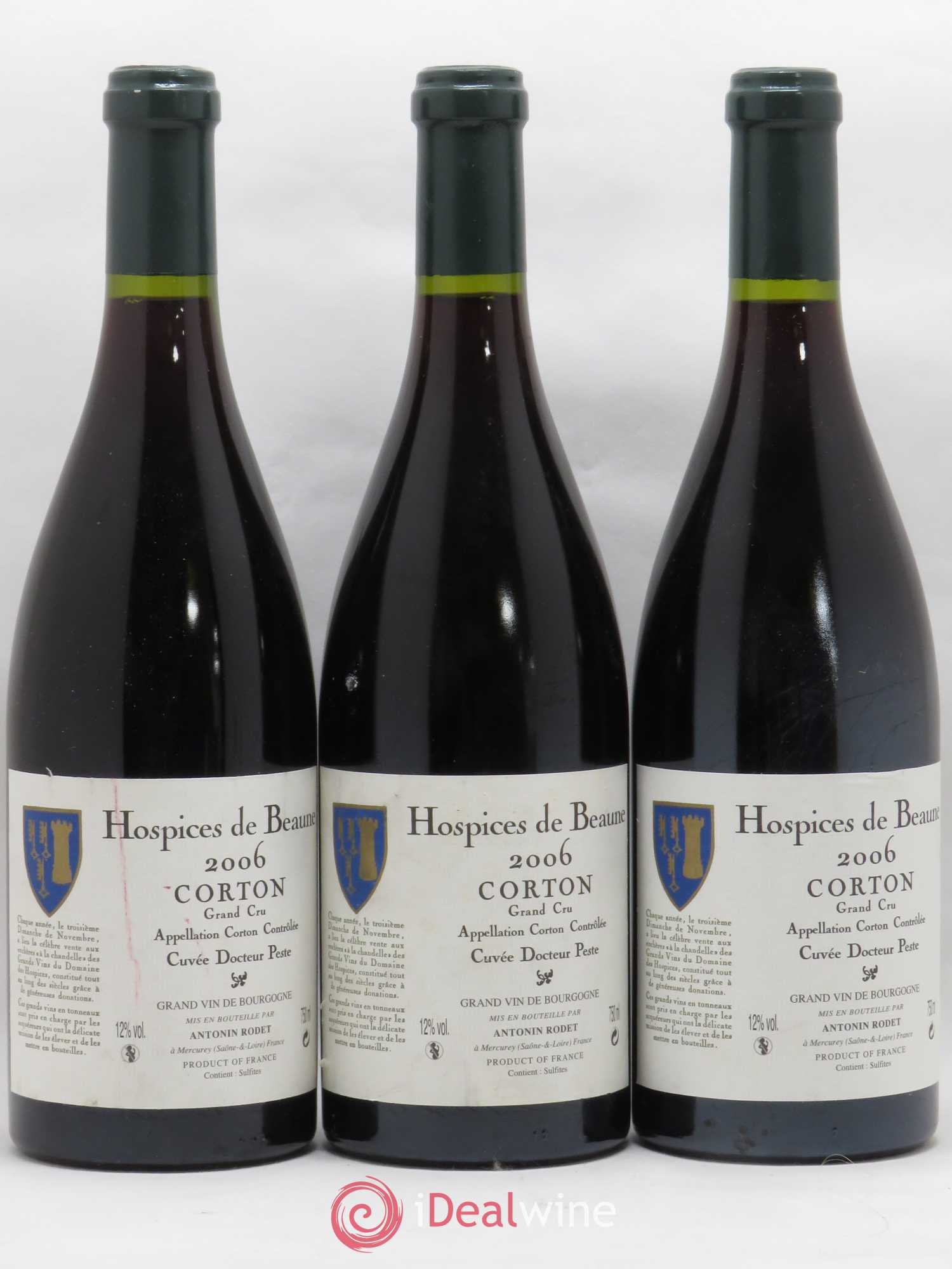 Corton Grand Cru Cuvée Docteur Peste Hospice de Beaune Antonin Rodet 2006 - Posten von 3 Flaschen - 0