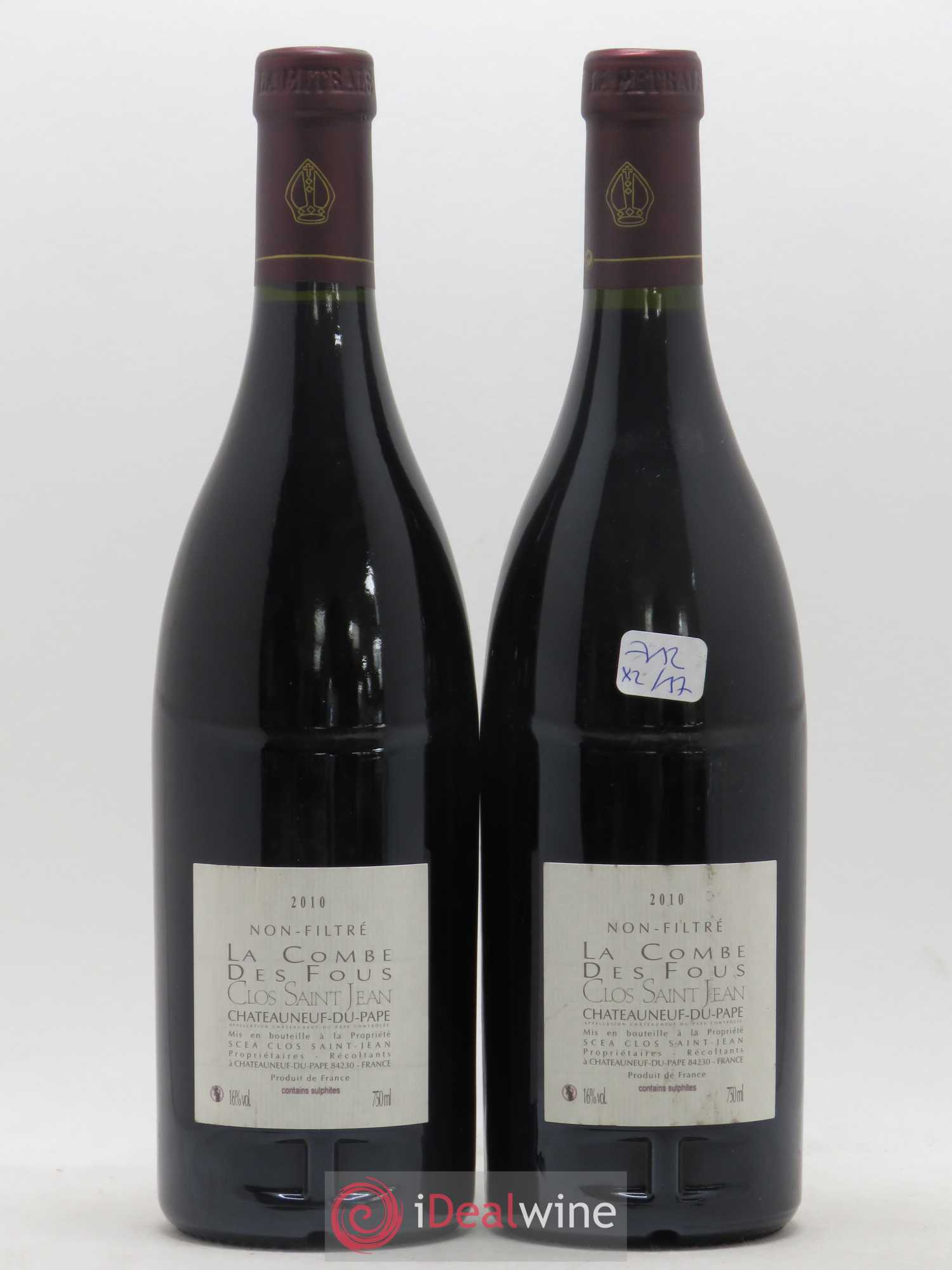Châteauneuf-du-Pape Combes des Fous Clos St Jean 2010 - Posten von 2 Flaschen - 1