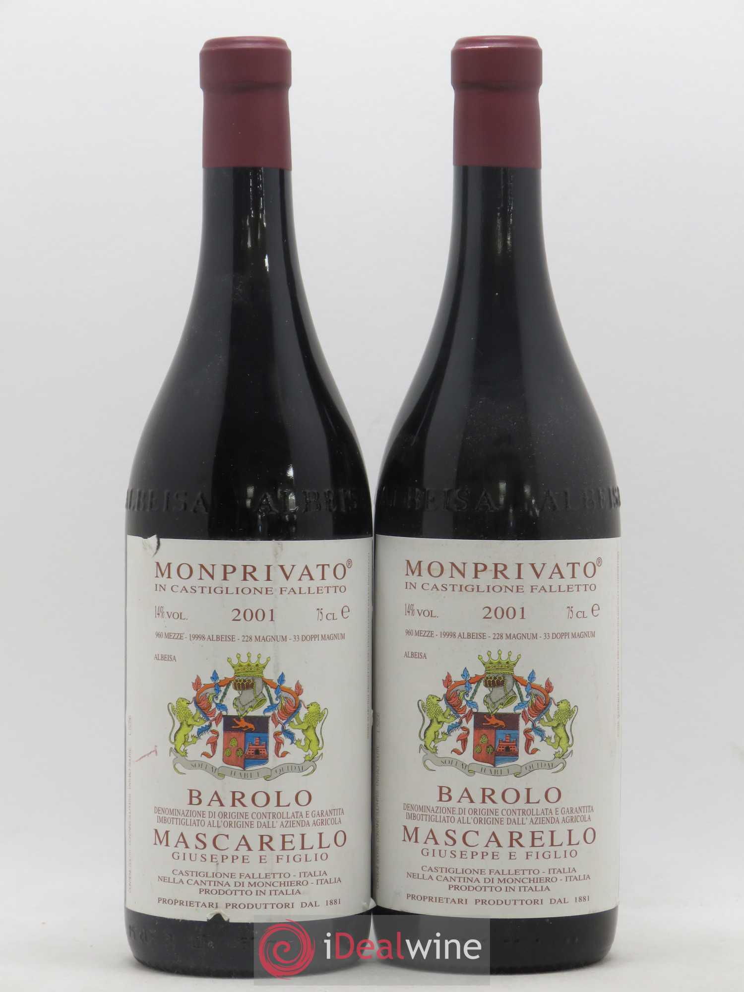 Barolo DOCG Monprivato Giuseppe Mascarello 2001 - Lot de 2 bouteilles - 0
