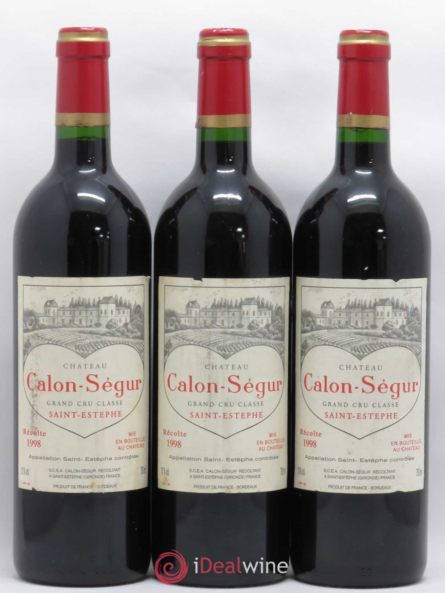 Château Calon Ségur 3ème Grand Cru Classé 1998 - Lot de 3 bouteilles - 0