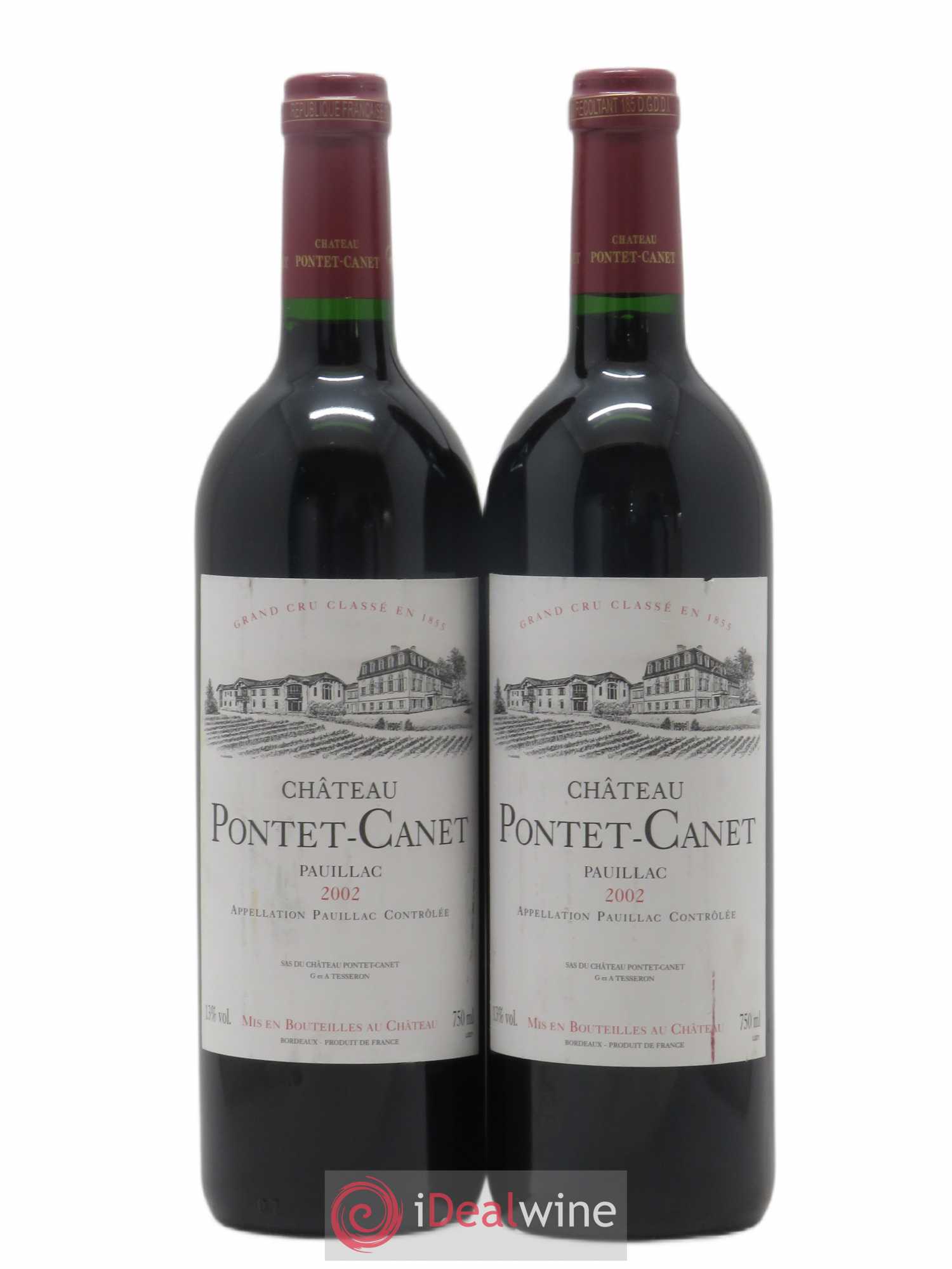 Château Pontet Canet 5ème Grand Cru Classé 2002 - Lot de 2 bouteilles - 0
