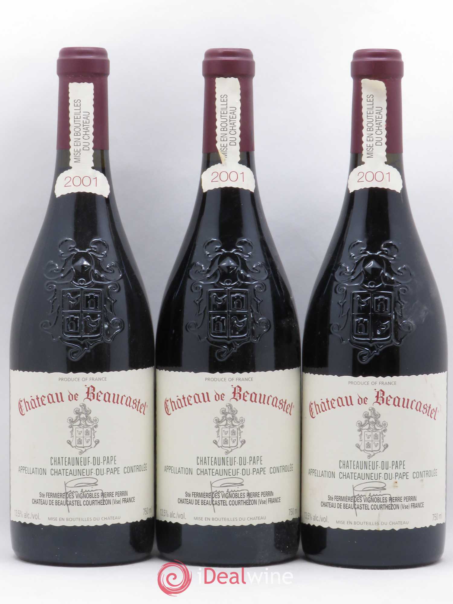 Châteauneuf-du-Pape Château de Beaucastel Famille Perrin 2001 - Lot de 3 bouteilles - 0