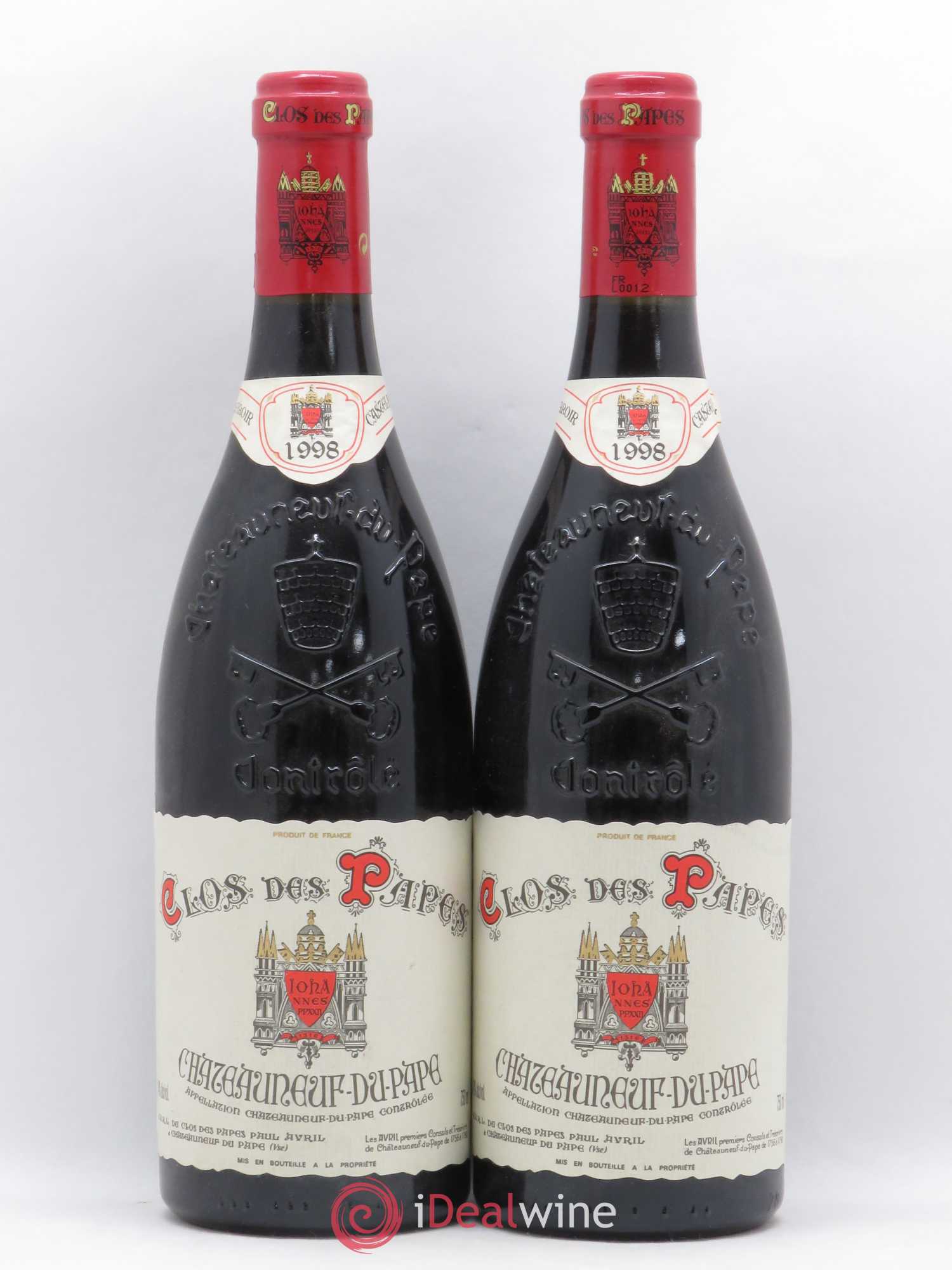 Châteauneuf-du-Pape Clos des Papes - Paul Avril 1998 - Lot de 2 bouteilles - 0