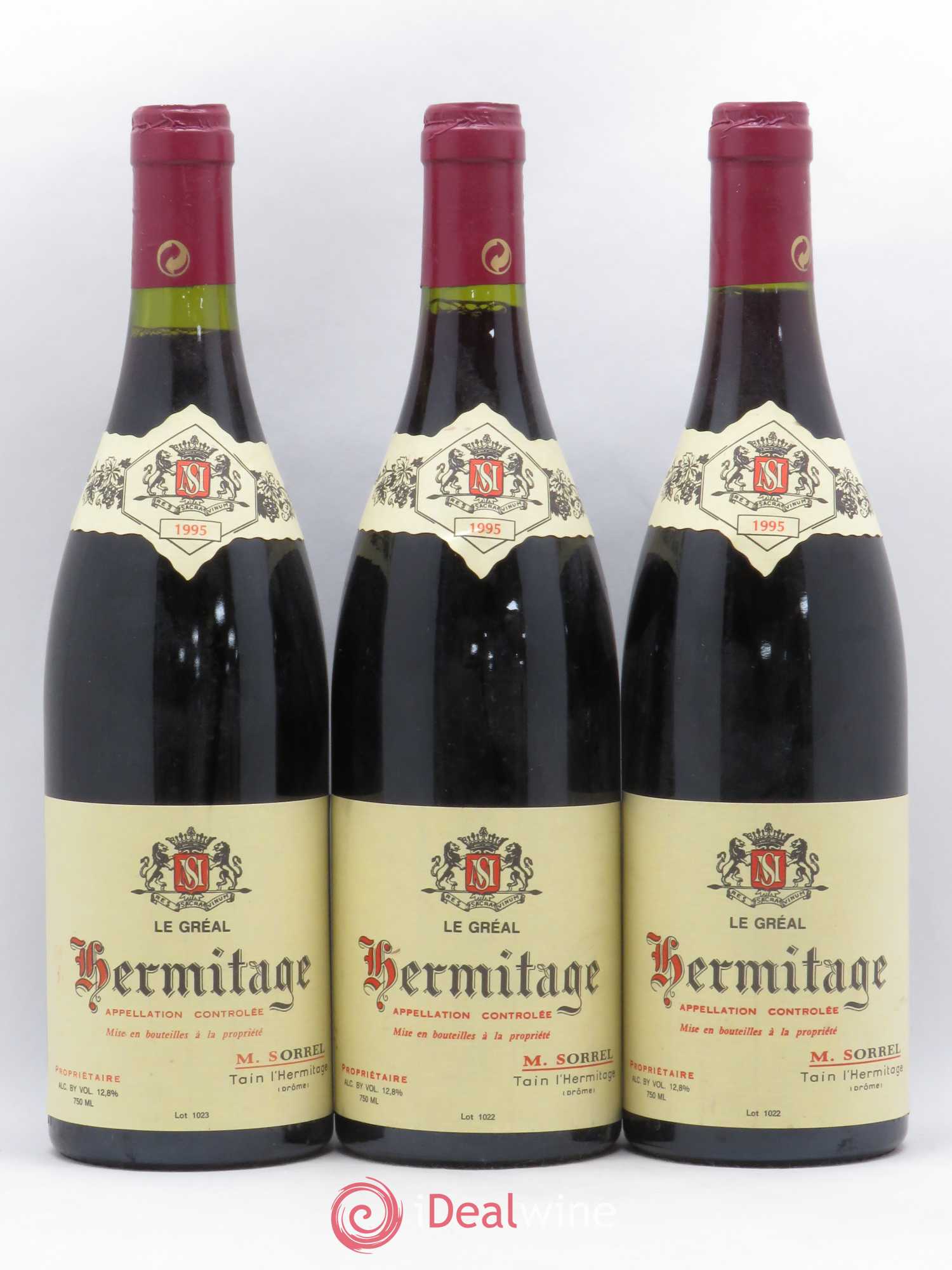 Hermitage Le Gréal Marc Sorrel 1995 - Lot de 3 bouteilles - 0