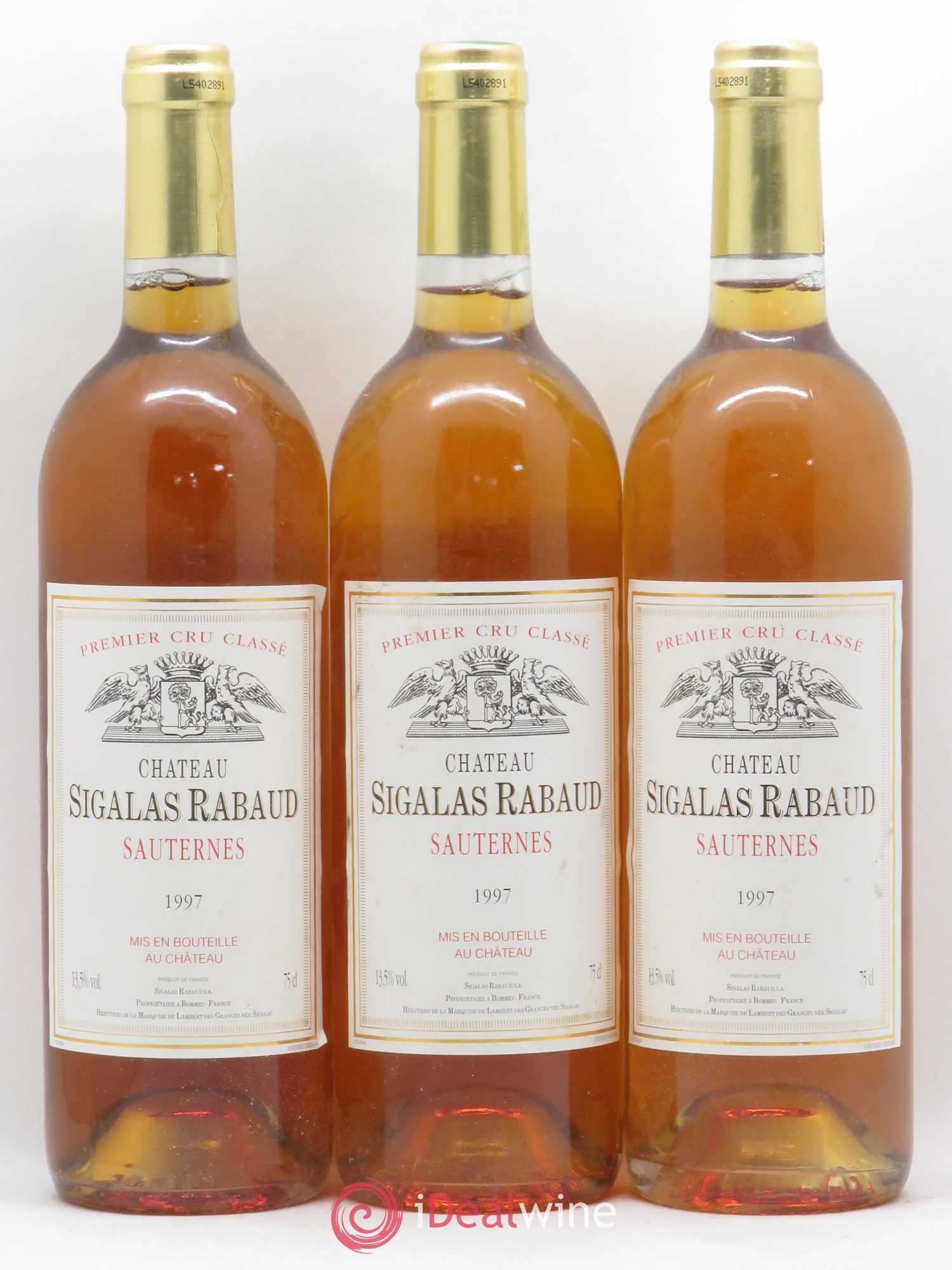 Château Sigalas Rabaud 1er Grand Cru Classé 1997 - Lotto di 3 bottiglie - 0