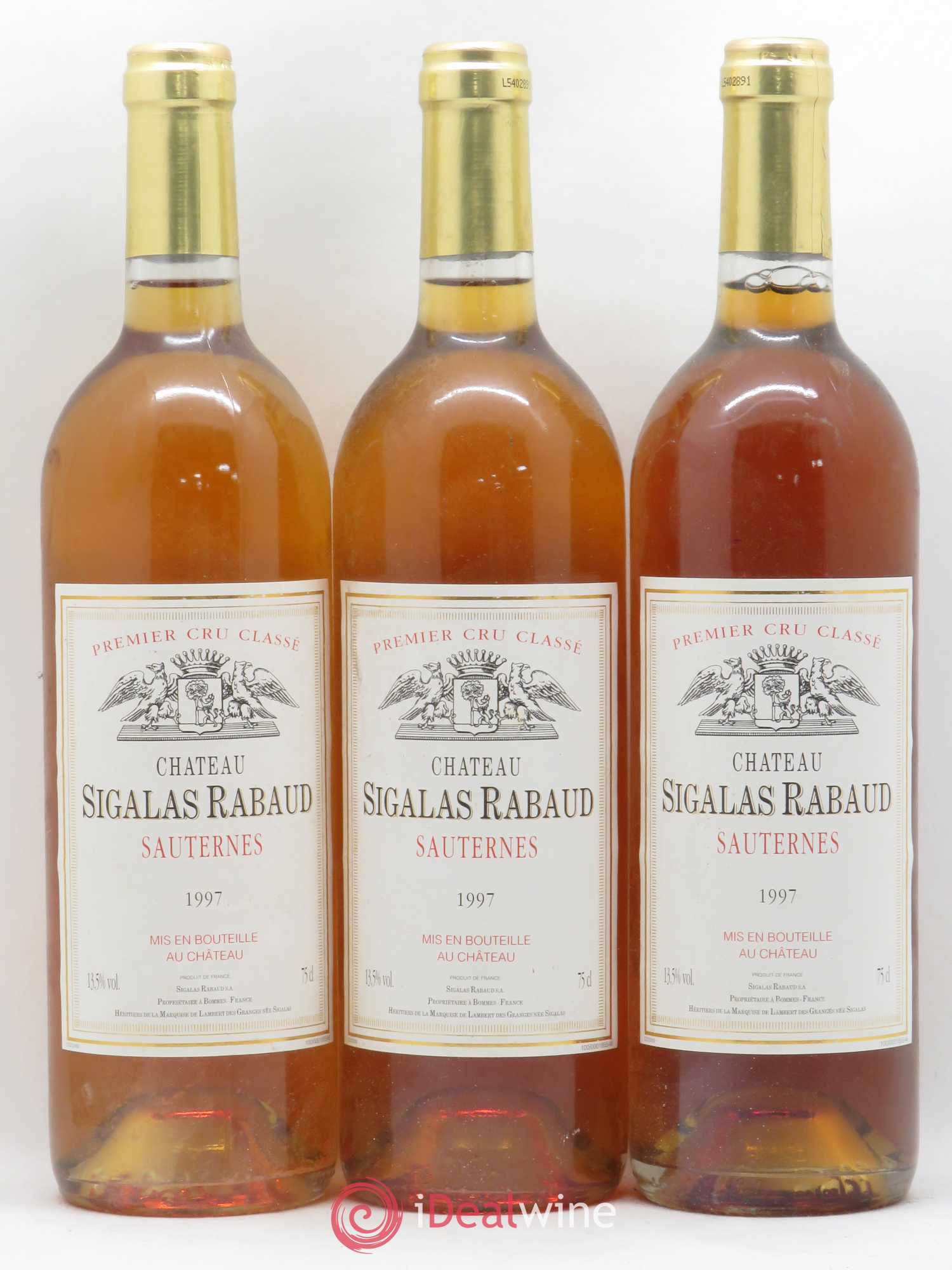 Château Sigalas Rabaud 1er Grand Cru Classé 1997 - Lotto di 3 bottiglie - 0