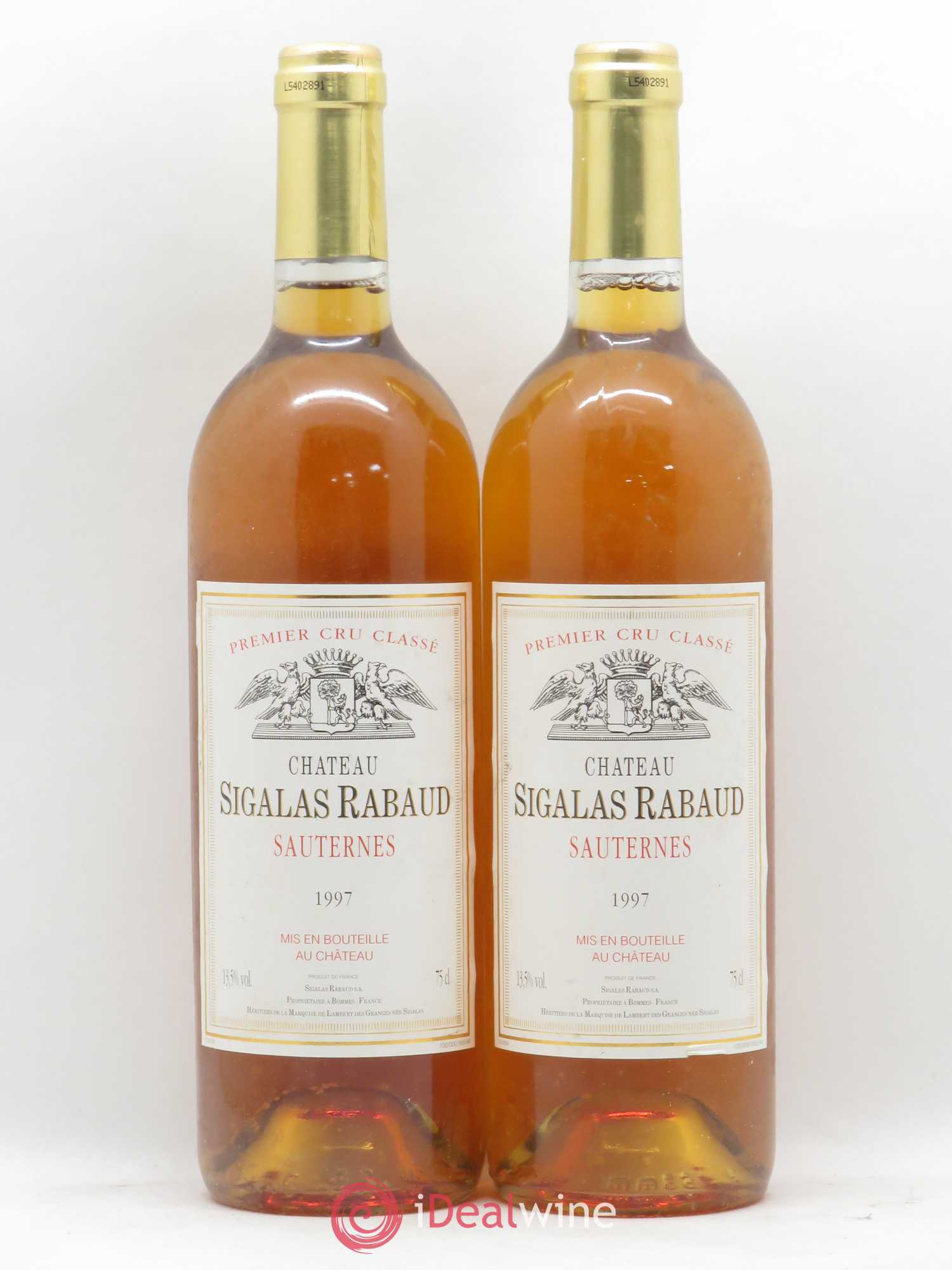 Château Sigalas Rabaud 1er Grand Cru Classé 1997 - Lotto di 2 bottiglie - 0