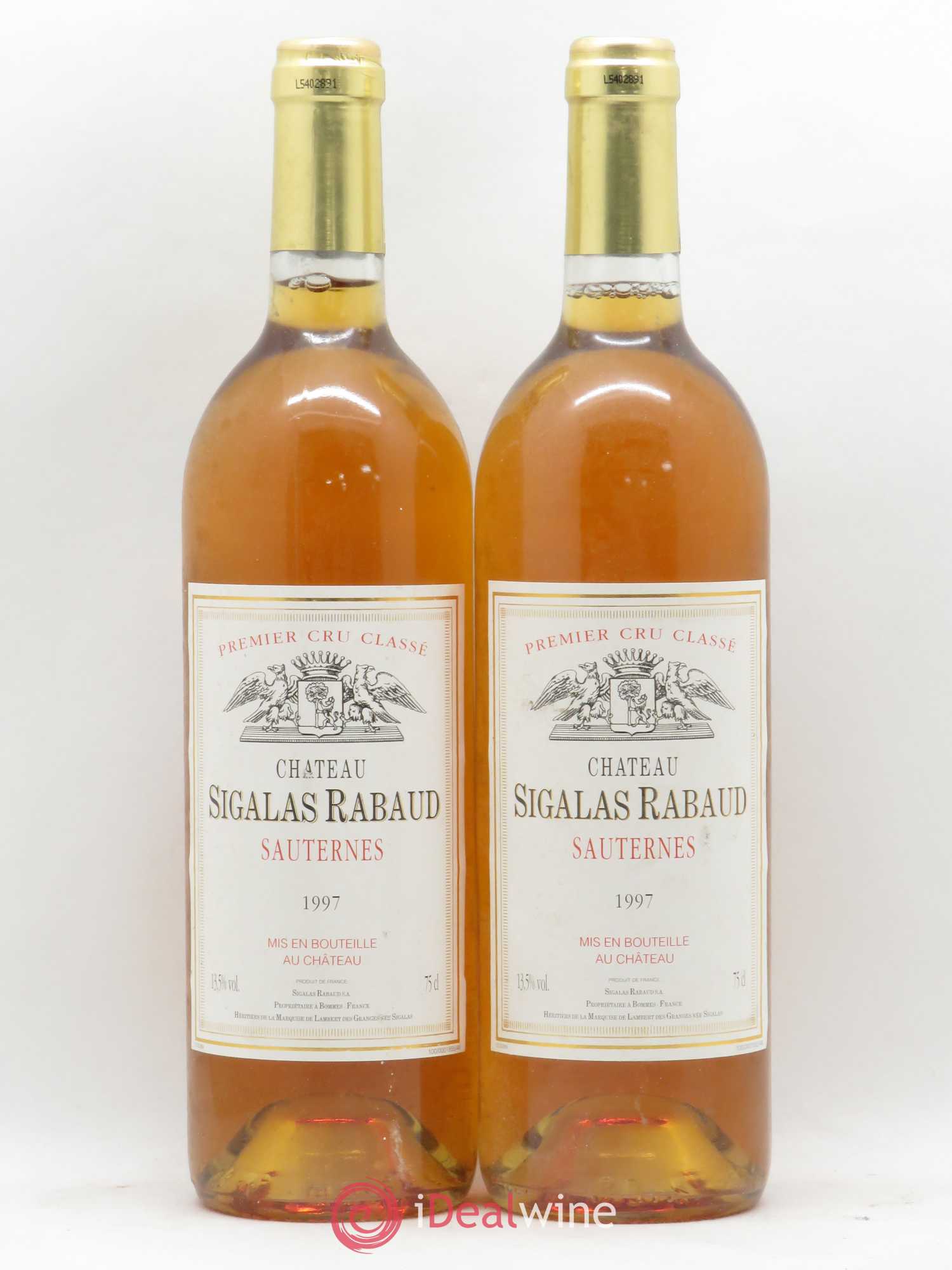 Château Sigalas Rabaud 1er Grand Cru Classé 1997 - Lotto di 2 bottiglie - 0