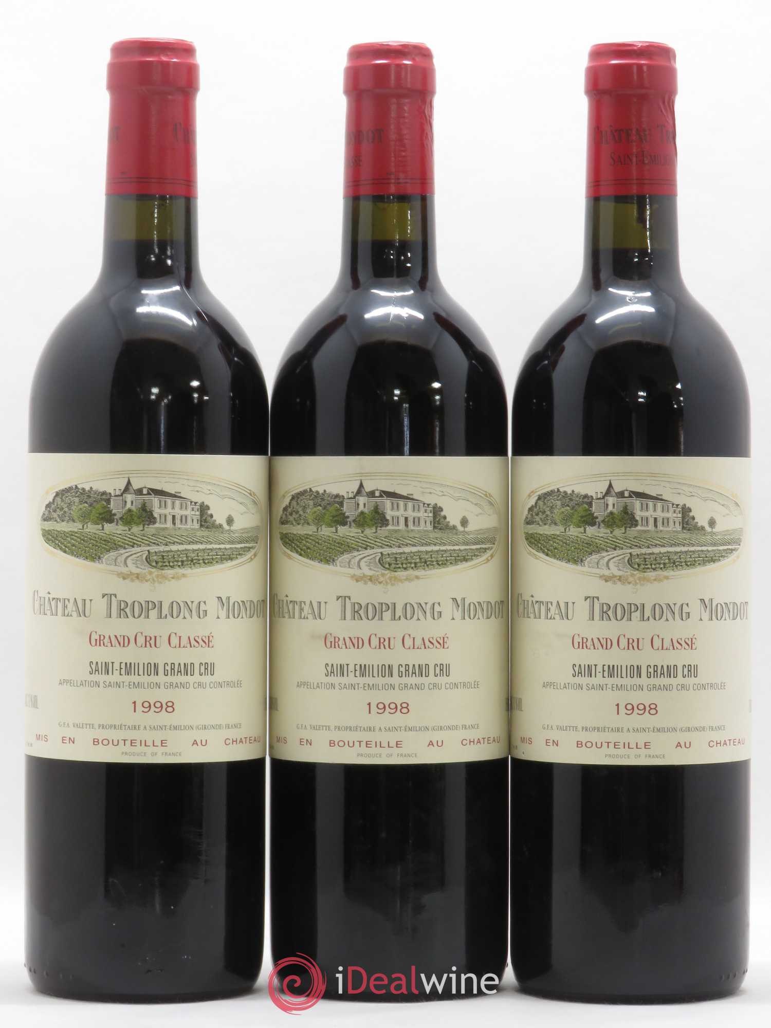 Château Troplong Mondot 1er Grand Cru Classé B 1998 - Lotto di 3 bottiglie - 0
