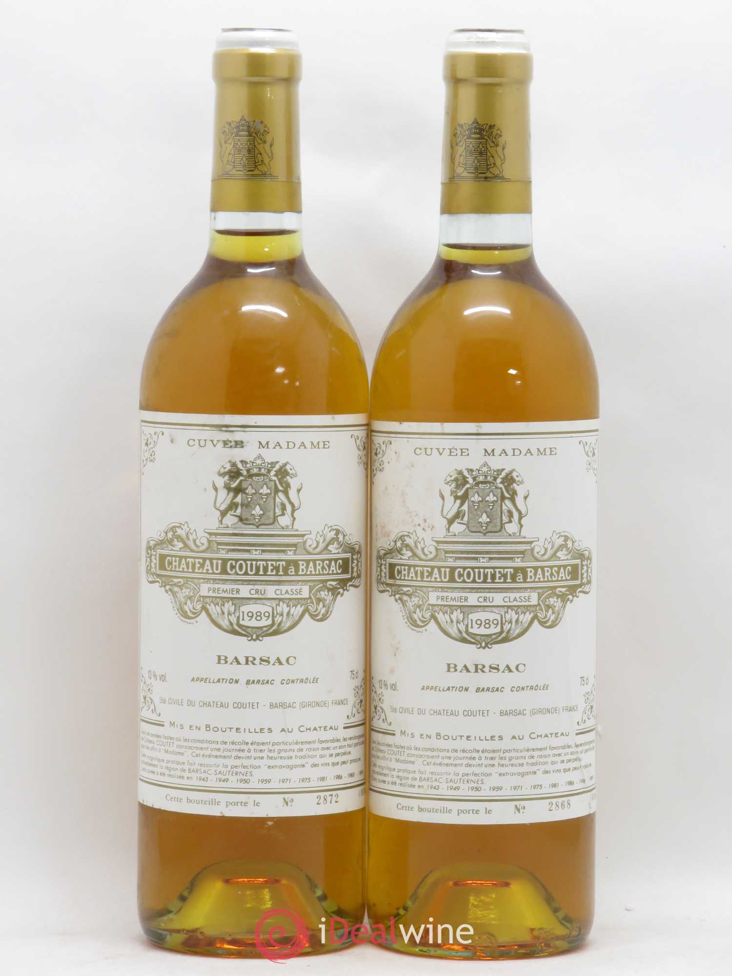 Château Coutet - Cuvée Madame 1er Grand Cru Classé 1989 - Lotto di 2 bottiglie - 0