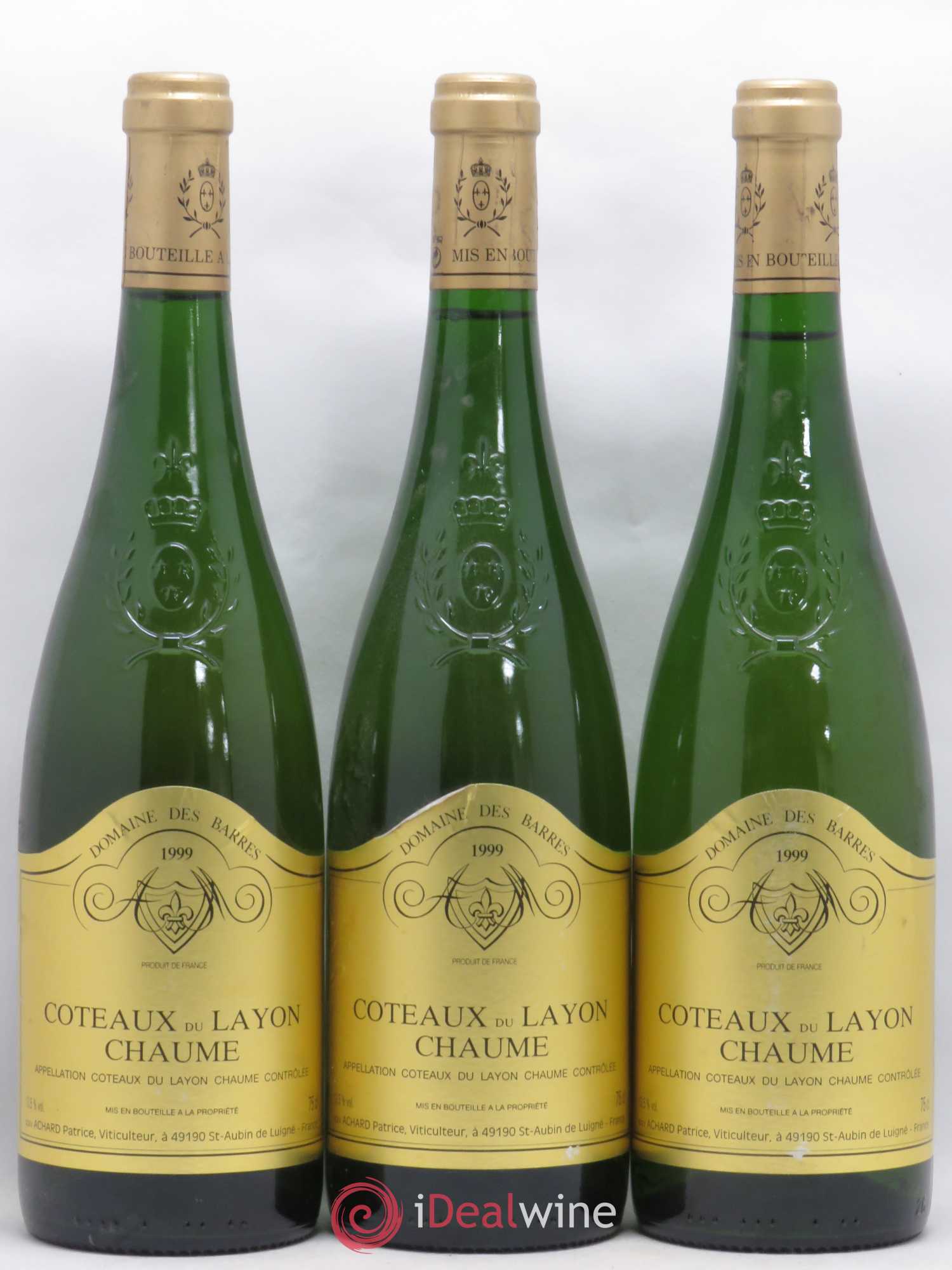 Coteaux du Layon Chaume Domaine Des Barres 1999 - Lotto di 3 bottiglie - 0