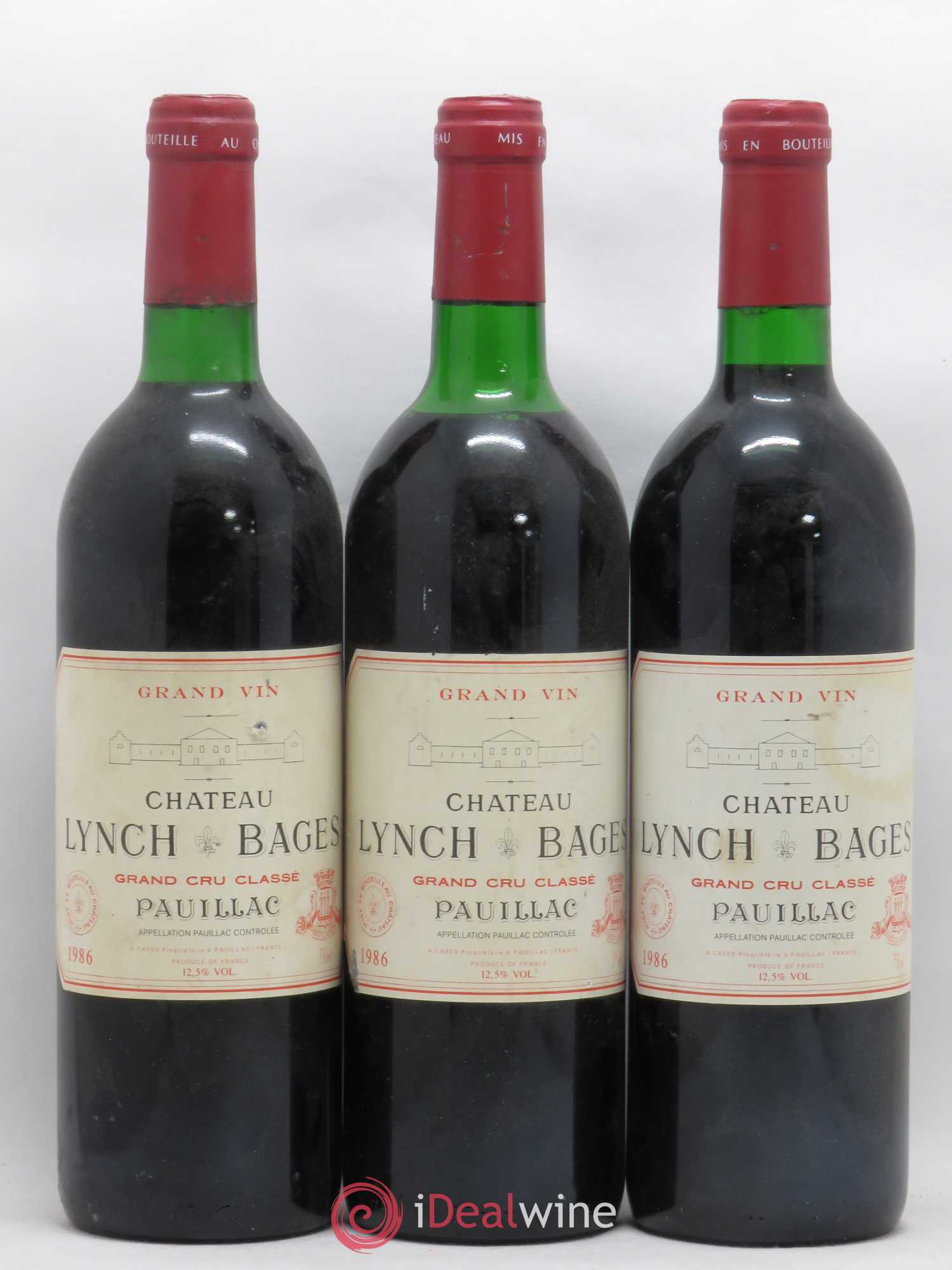 Château Lynch Bages 5ème Grand Cru Classé 1986 - Lot de 3 bouteilles - 0