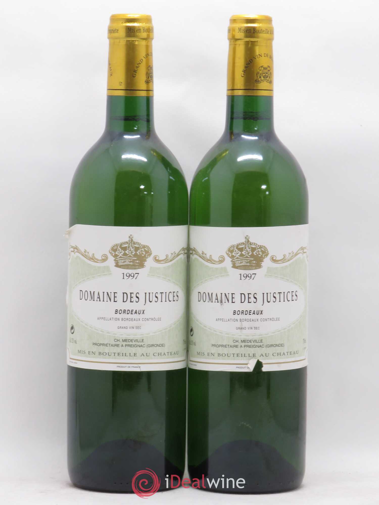 Bordeaux Domaine des Justices 1997 - Posten von 2 Flaschen - 0