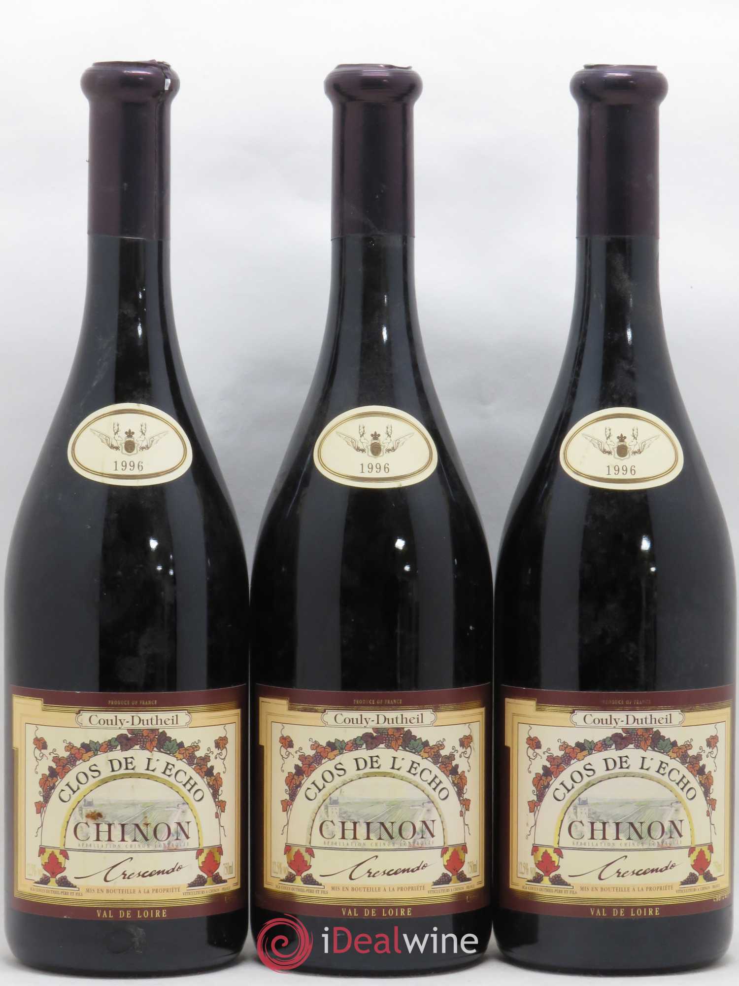 Chinon Clos de l'Echo Couly-Dutheil 1996 - Lot de 3 bouteilles - 0