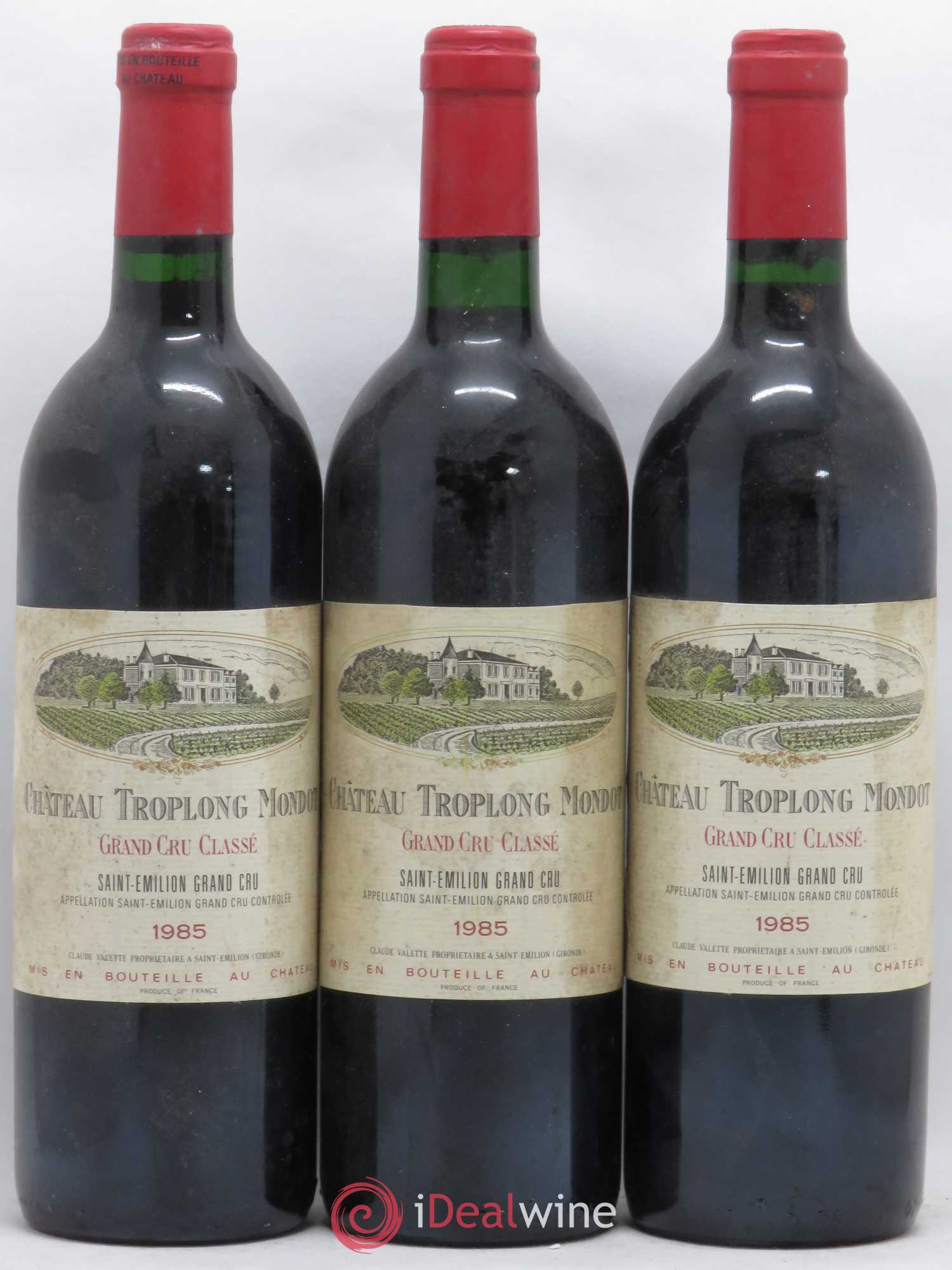 Château Troplong Mondot 1er Grand Cru Classé B 1985 - Lot de 3 bouteilles - 0