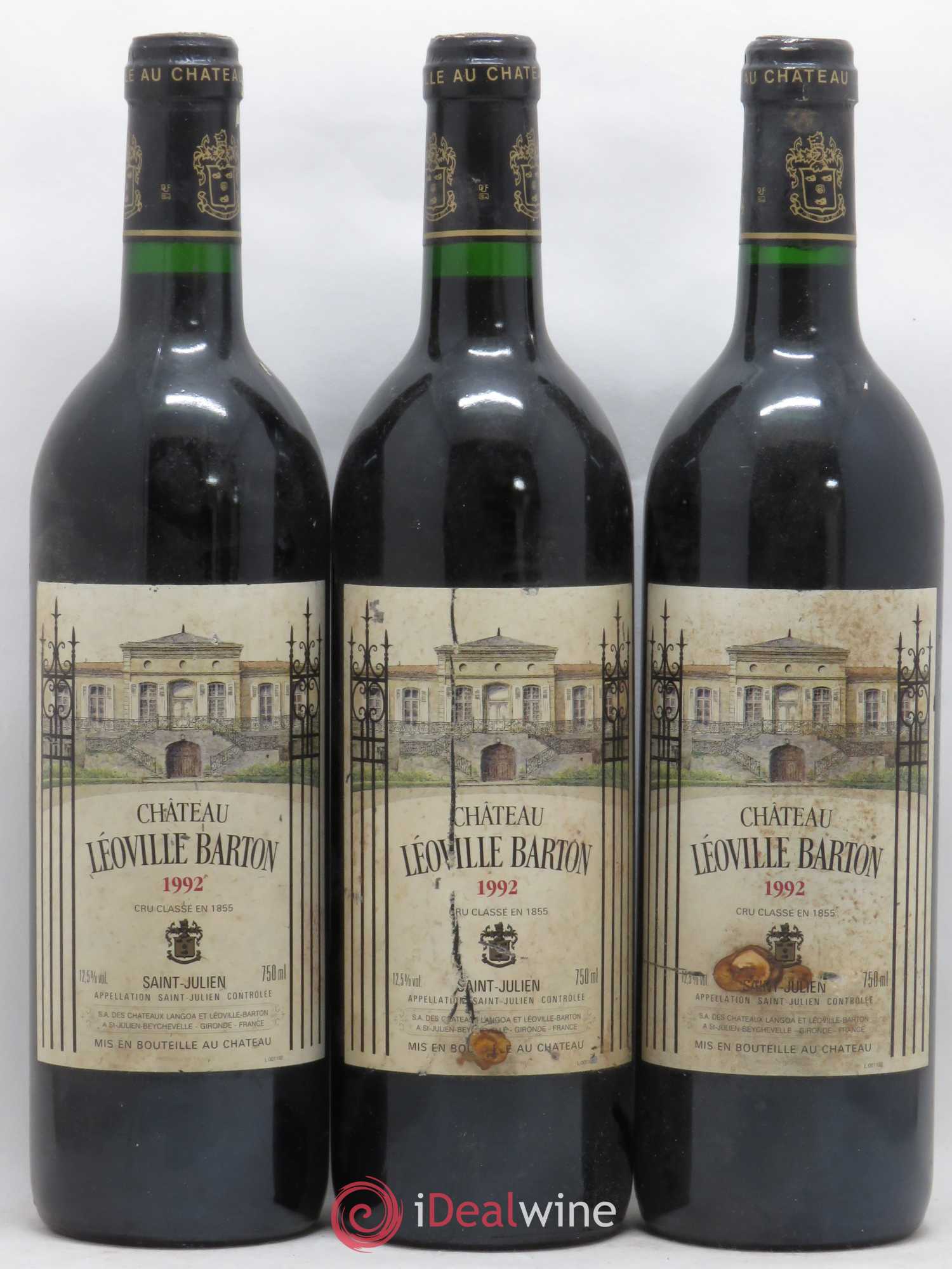 Château Léoville Barton 2ème Grand Cru Classé 1992 - Lot de 3 bouteilles - 0