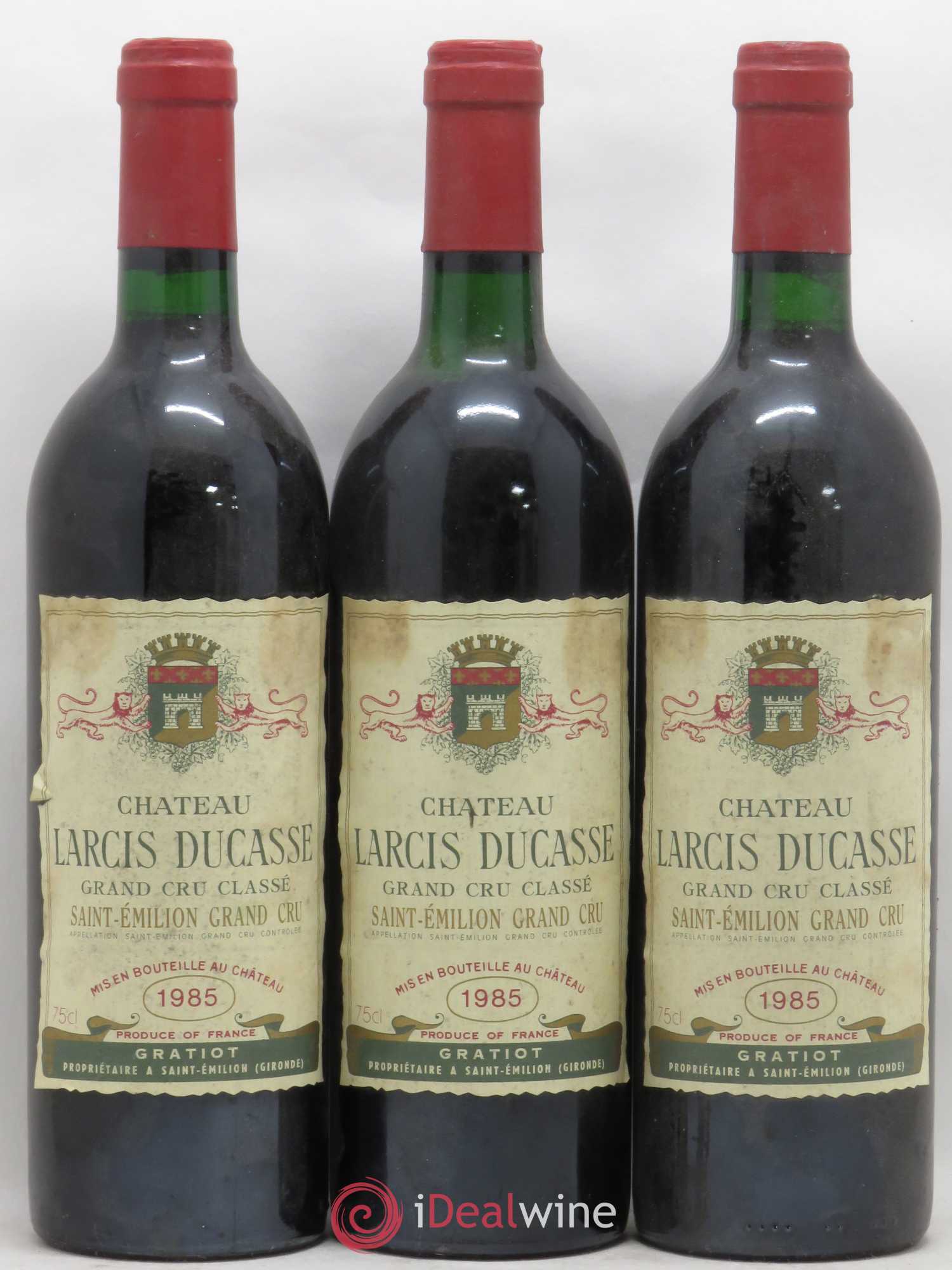 Château Larcis Ducasse 1er Grand Cru Classé B 1985 - Lot de 3 bouteilles - 0