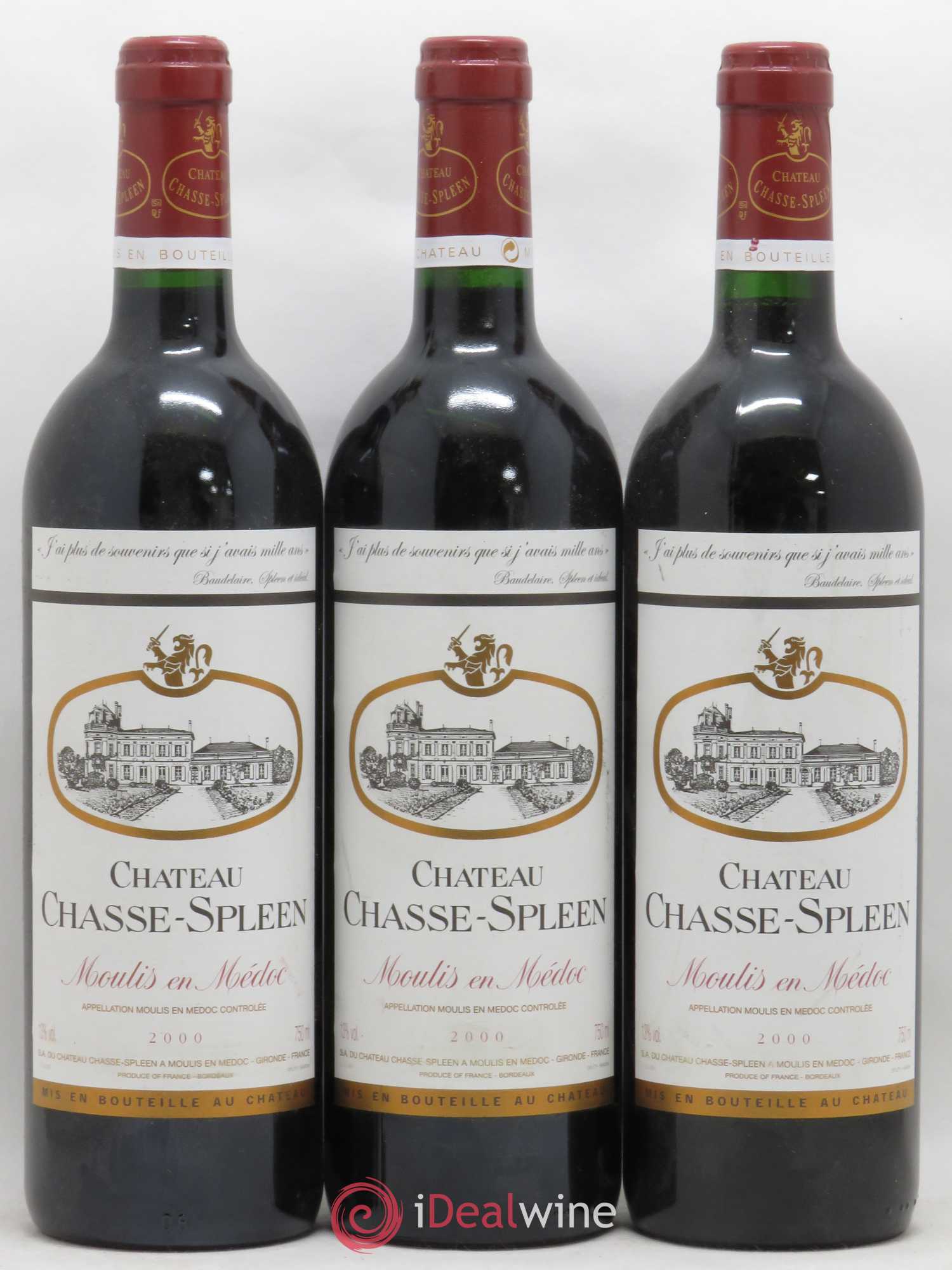 Château Chasse Spleen 2000 - Lot de 3 bouteilles - 0
