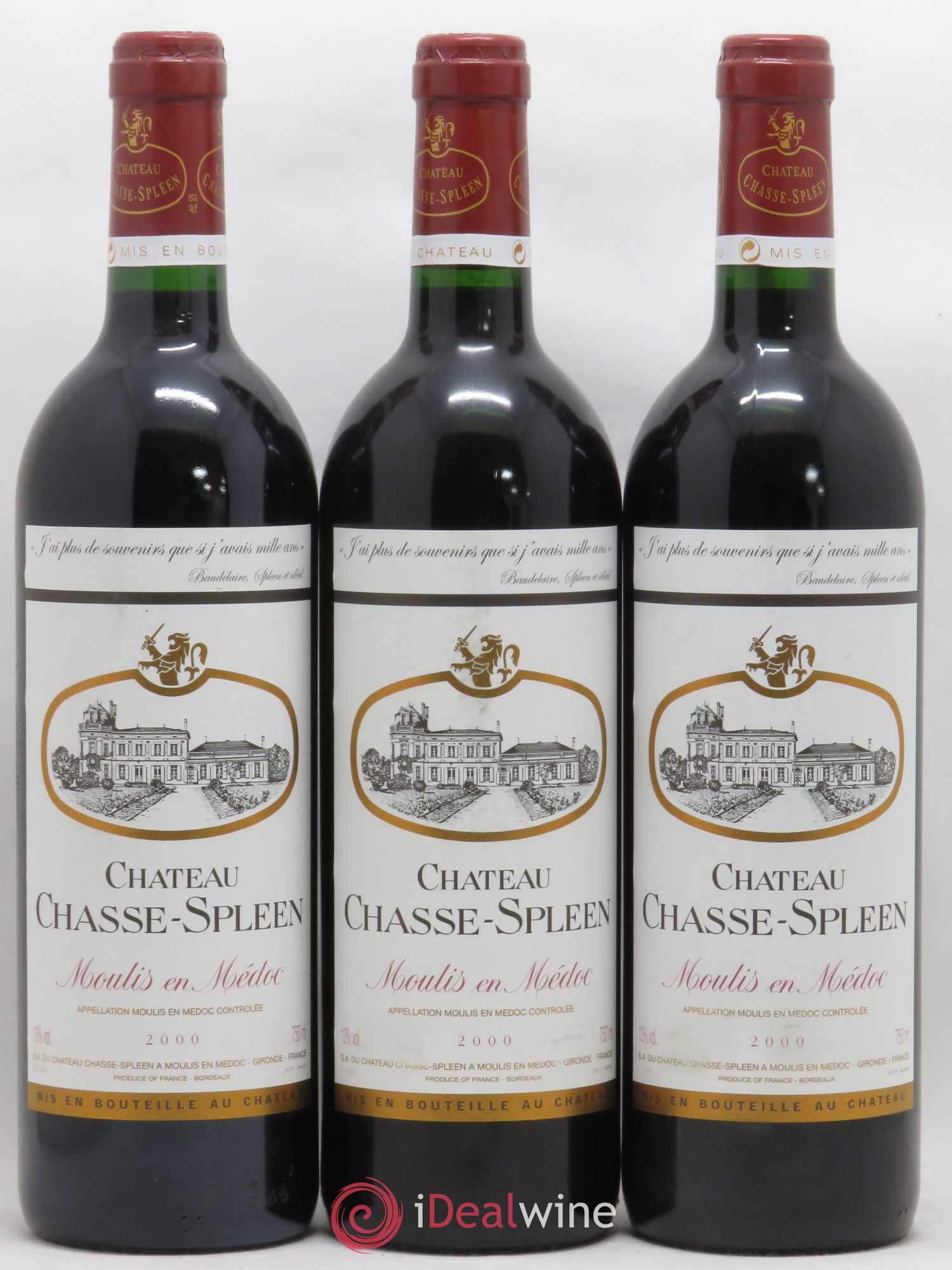 Château Chasse Spleen 2000 - Lot de 3 bouteilles - 0
